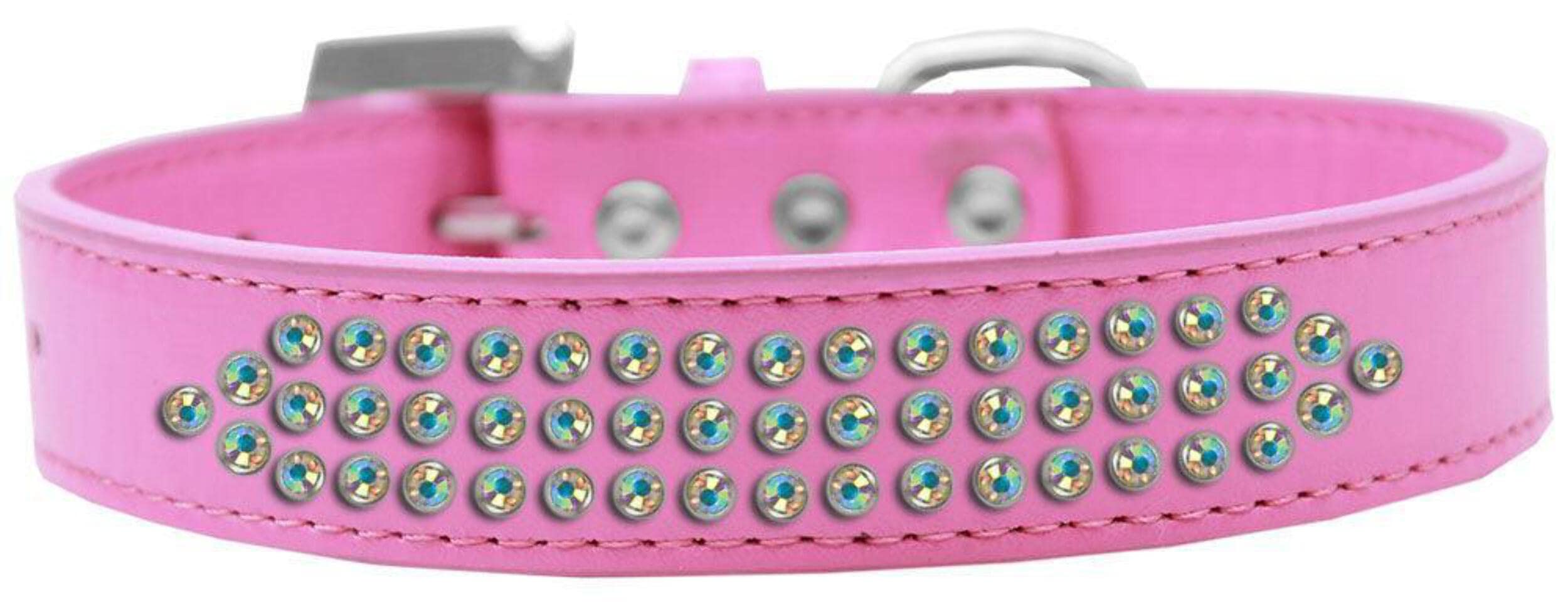 Mirage Pet Products Three Row AB Crystal Dog Collar, Size 14, Red