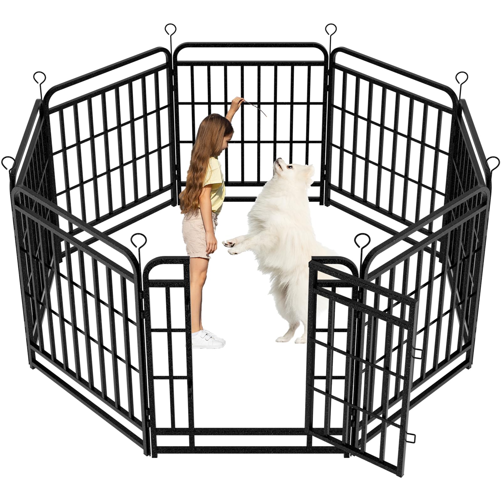 Kfvigoho Dog Playpen Outdoor 8 Panels Heavy Duty Dog Fence 32'' Height With Thick Pipe Anti-Rust With Doors Portable For Rv Camp