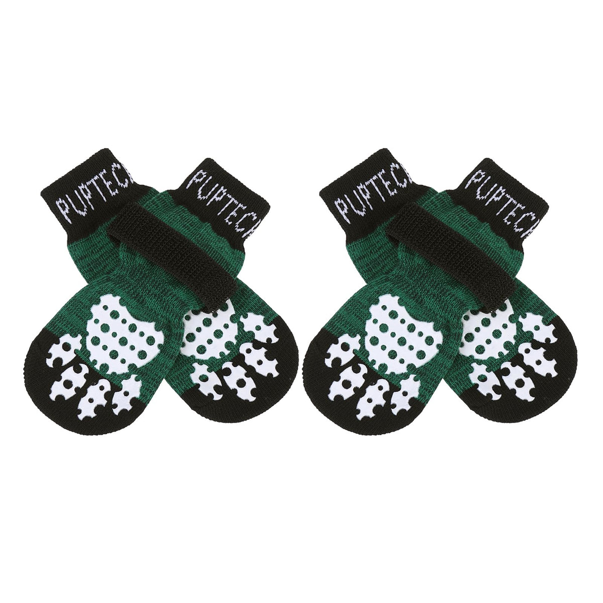 Pupteck Anti-Slip Dog Socks With Double Sides Grips For Small Medium Large Dogs Hardwood Floors Prevents Licking, Dog Shoes For Hot Pavement Traction Control For Senior Dogs, Dark Green, L