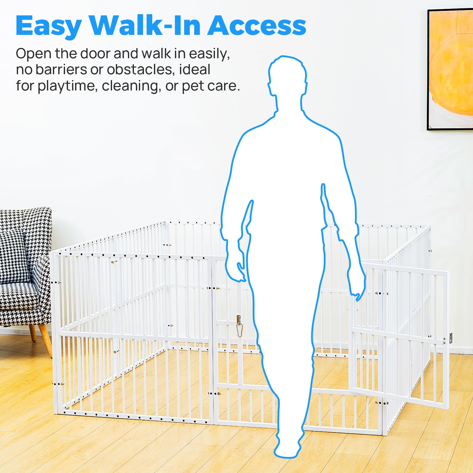 RYPetmia Dog Playpen - 32 Height Dog Pen, Heavy Duty Puppy Pen with Door, Safe & Sturdy, Easy Assemble for Indoor/Outdoor Pet Pl