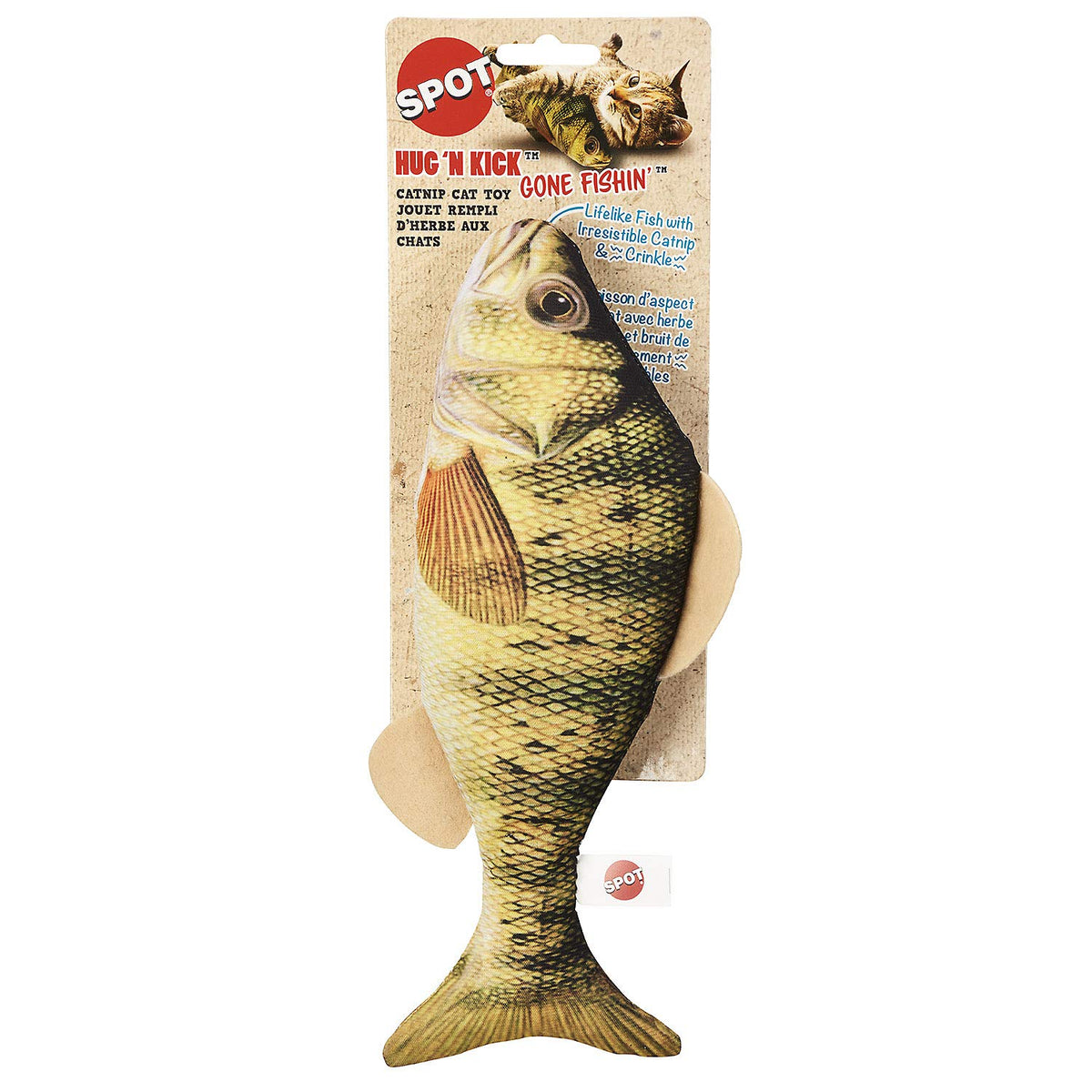 Spot Fanatic Fish Hug N' Kick - Large Cat Toy With Catnip And Crinkle Sound, Realistic Looking Fish Toy For Cats To Cuddle, Chase, Hug, Kick, And Swat - 11In Plush Toy,1Piece