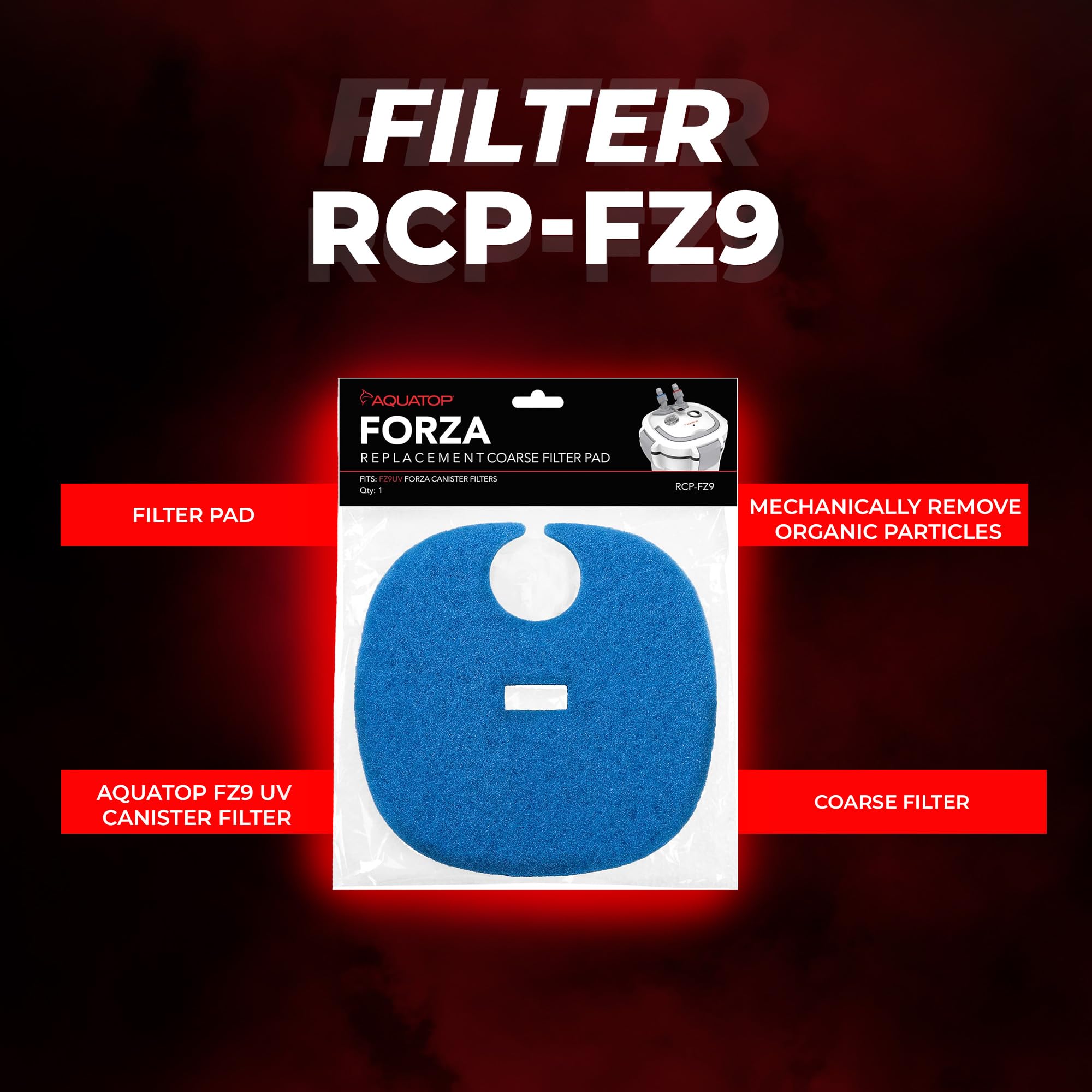 AquaTop Coarse Blue Filter Sponge with Bag & Header - Fits FZ9 Canister Filter - Traps Large Waste for Cleaner Water - Ideal for