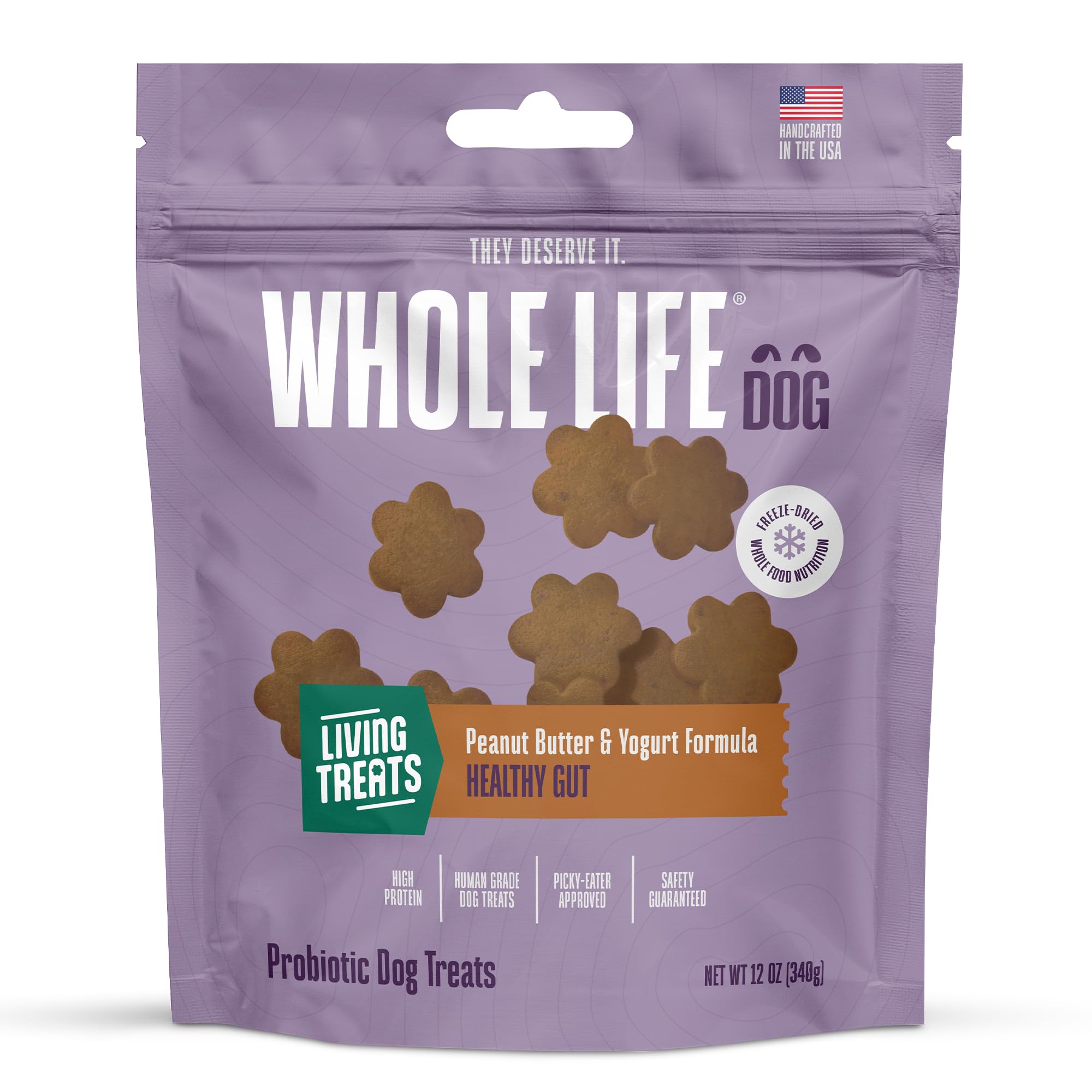 Whole Life Dog Living Treats for Dogs - Human Grade Probiotics for Digestive & Gut Health, Gas, Diarrhea, Vomit & Constipation R