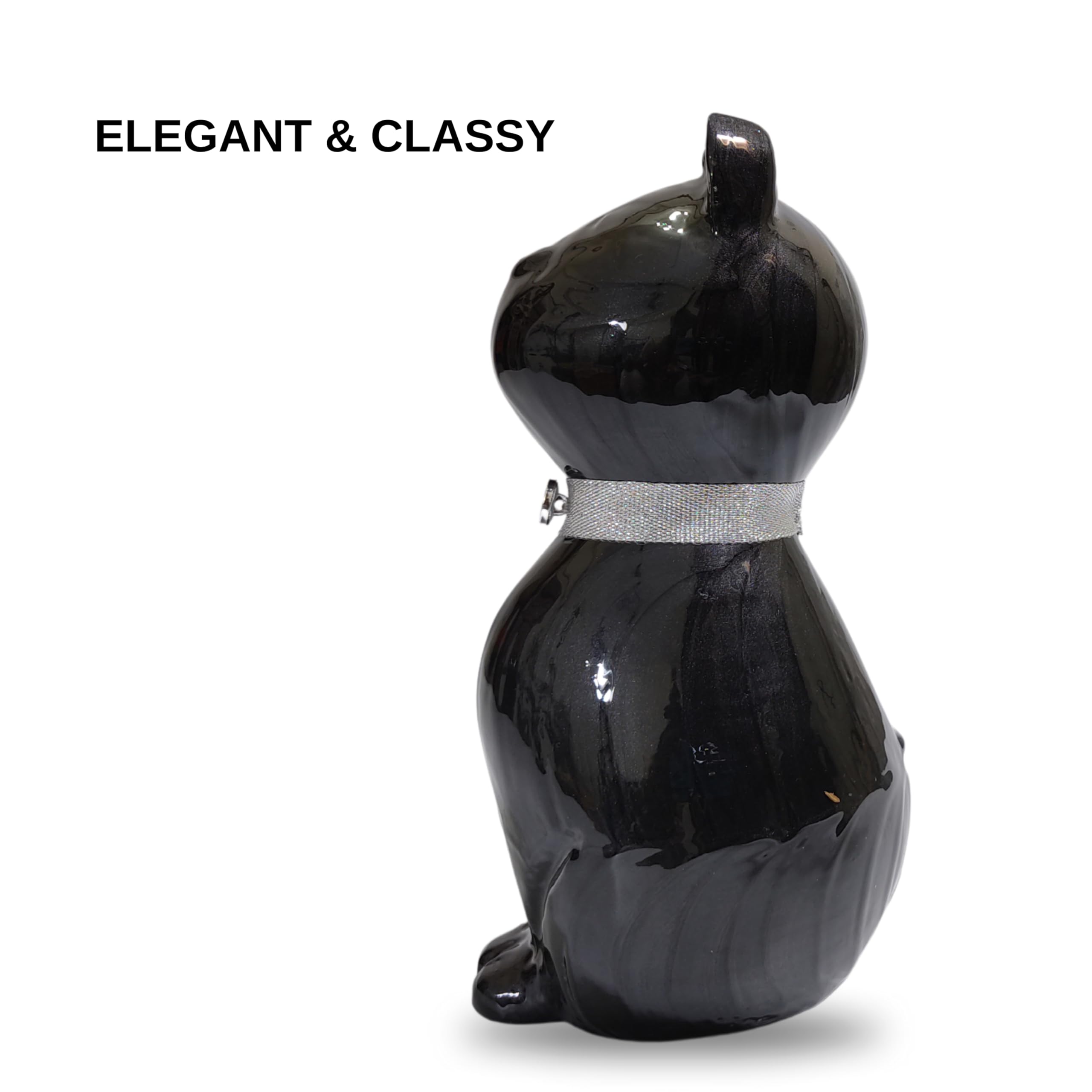 Ayzcorp Cat Memorial Urn, Beautiful Container For Ashes - Cremation Keepsake For Remembering Pets - Decorative Cat Urn-Black,Pur