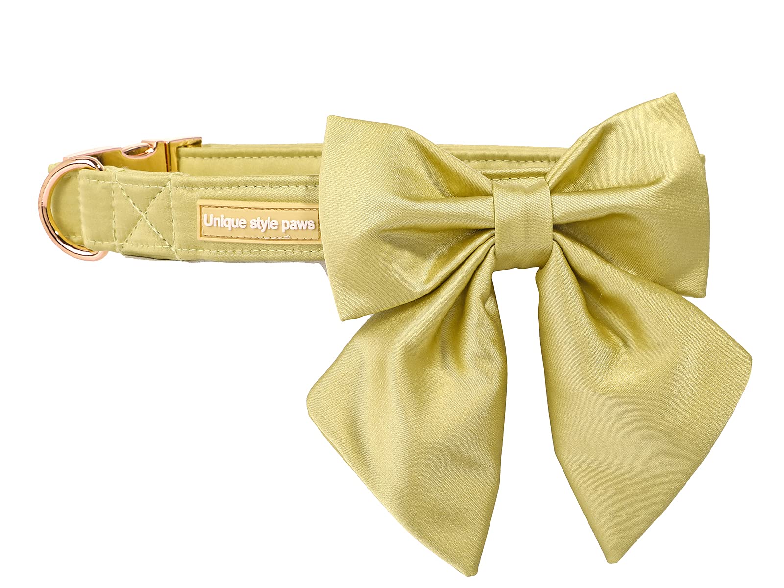 Unique Style Paws Silk Yellow Color Dog Collar Adjustable Durable Dog Collar With Bow Wedding Bow Tie Dog Collar For Small Puppy And Cats