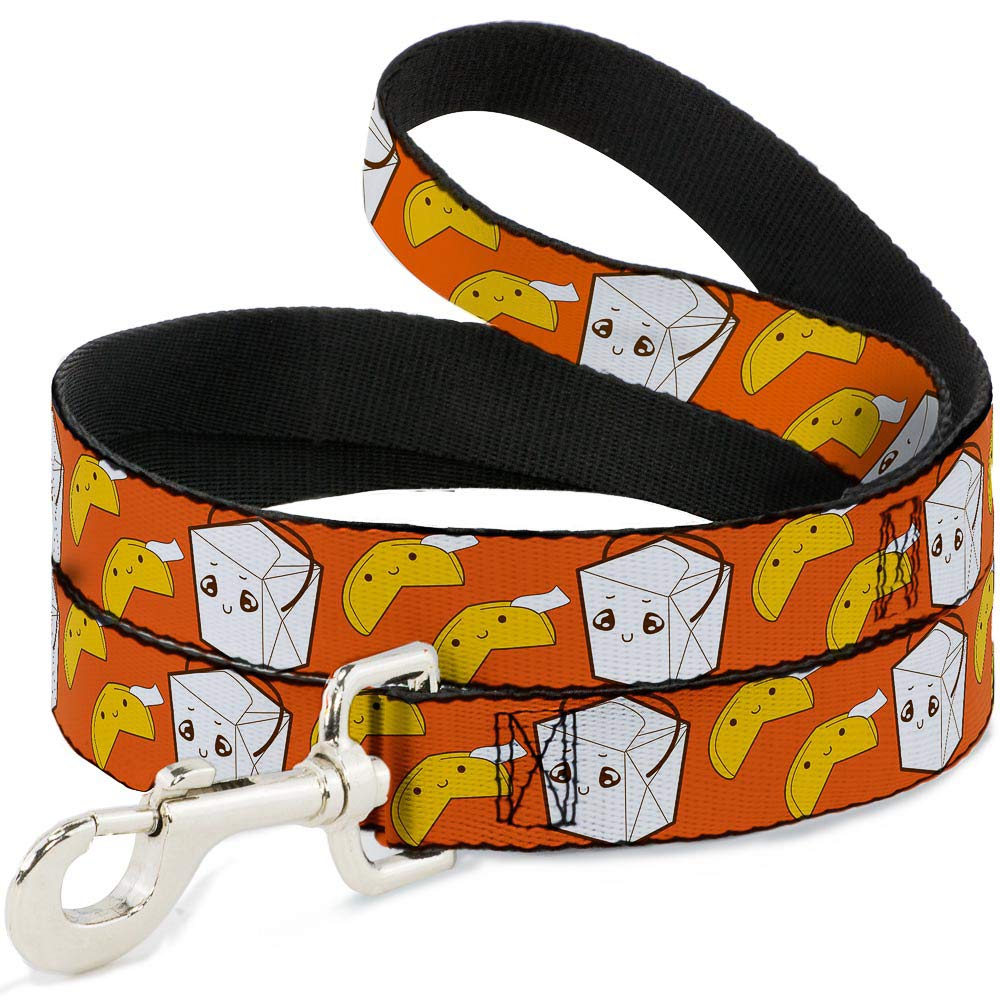 Dog Leash Take Out Fortune Cookies Orange 4 Feet Long 0.5 Inch Wide