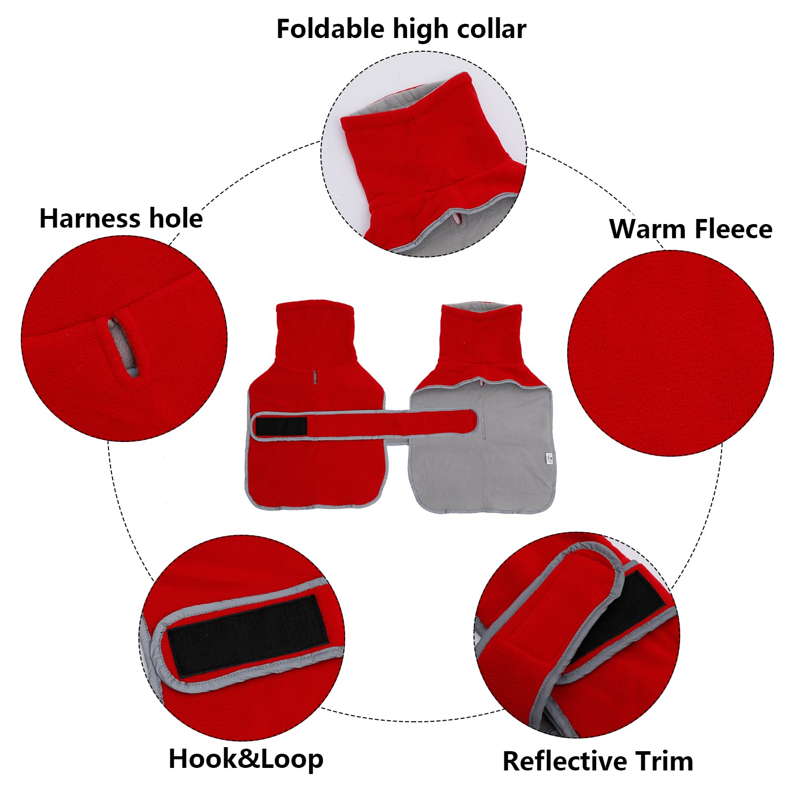 Geyecete Dog Jacket, Dog Coat Perfect For Dachshunds, Dog Winter Coat With Padded Fleece Lining And High Collar, Dog Snowsuit With Adjustable Bands Sizes-Red-M