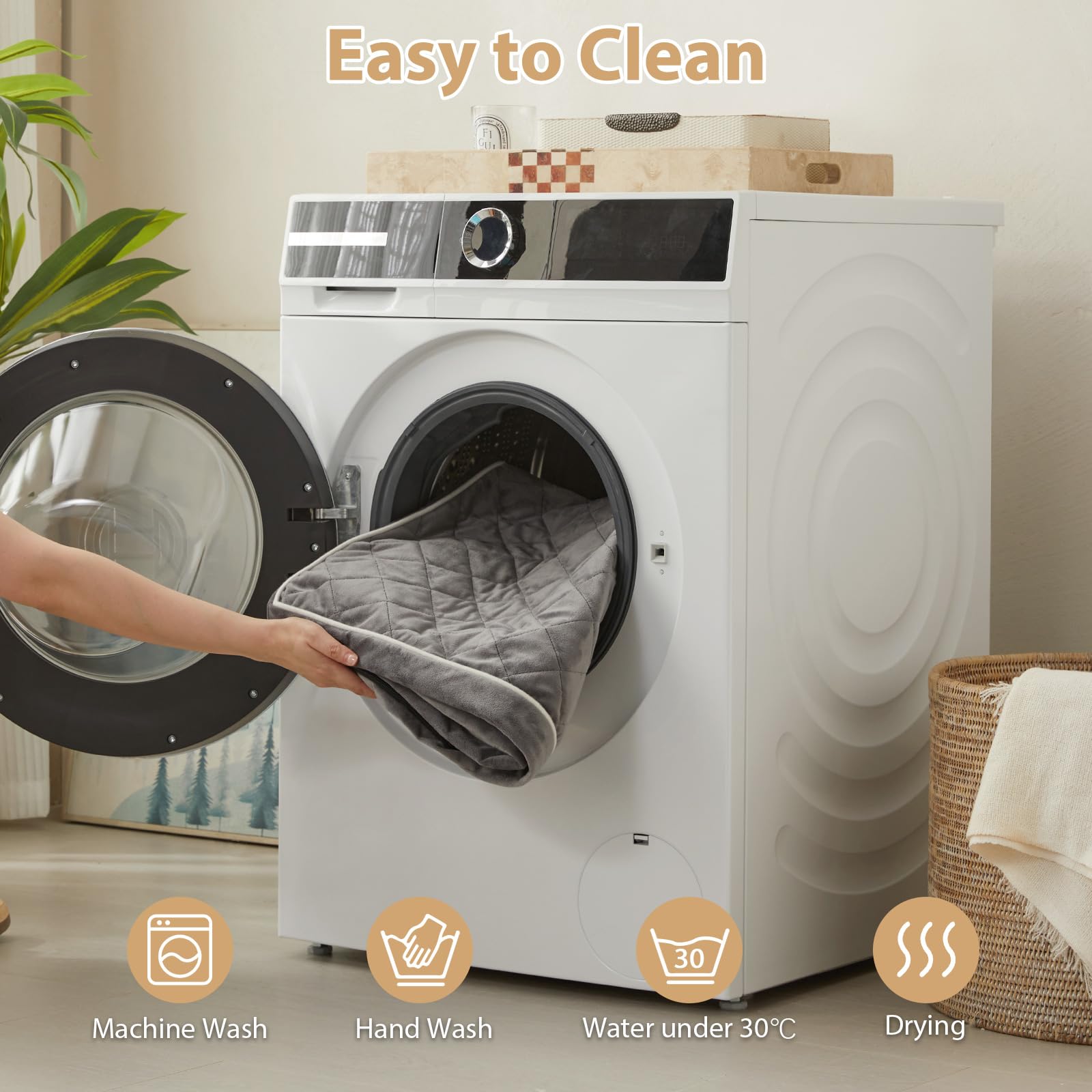 Wnpethome Washable Dog Beds For Large Dogs, Giant Waterproof Dog Bed With Removable Washable Cover & Anti-Slip Bottom, Egg Crate