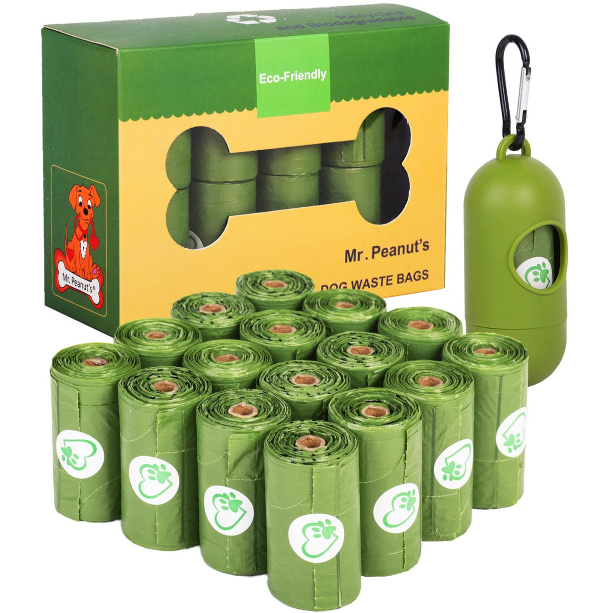 Mr. Peanut's XL Pooper Scooper Sized 13X11'' Recycled Waste Poop Bags Made From Plants - 160 Count