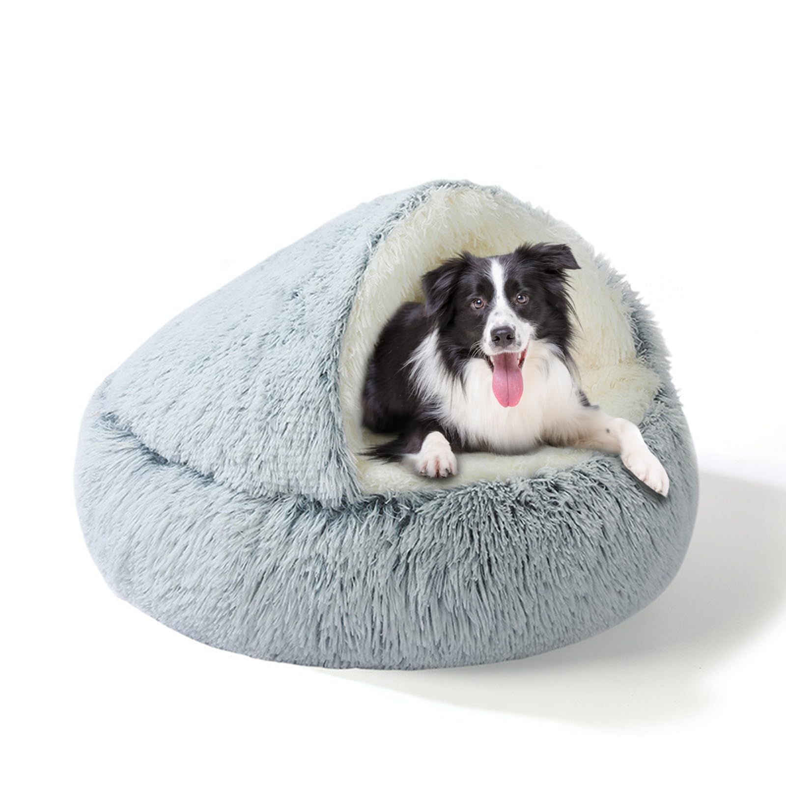 SUOXU 2in1 Dog Bed: Upgraded Aluminum Rim Support & Non Slip Bottom  Cozy Cave + Blanket for Large Medium Dogs Under 20 kg (4