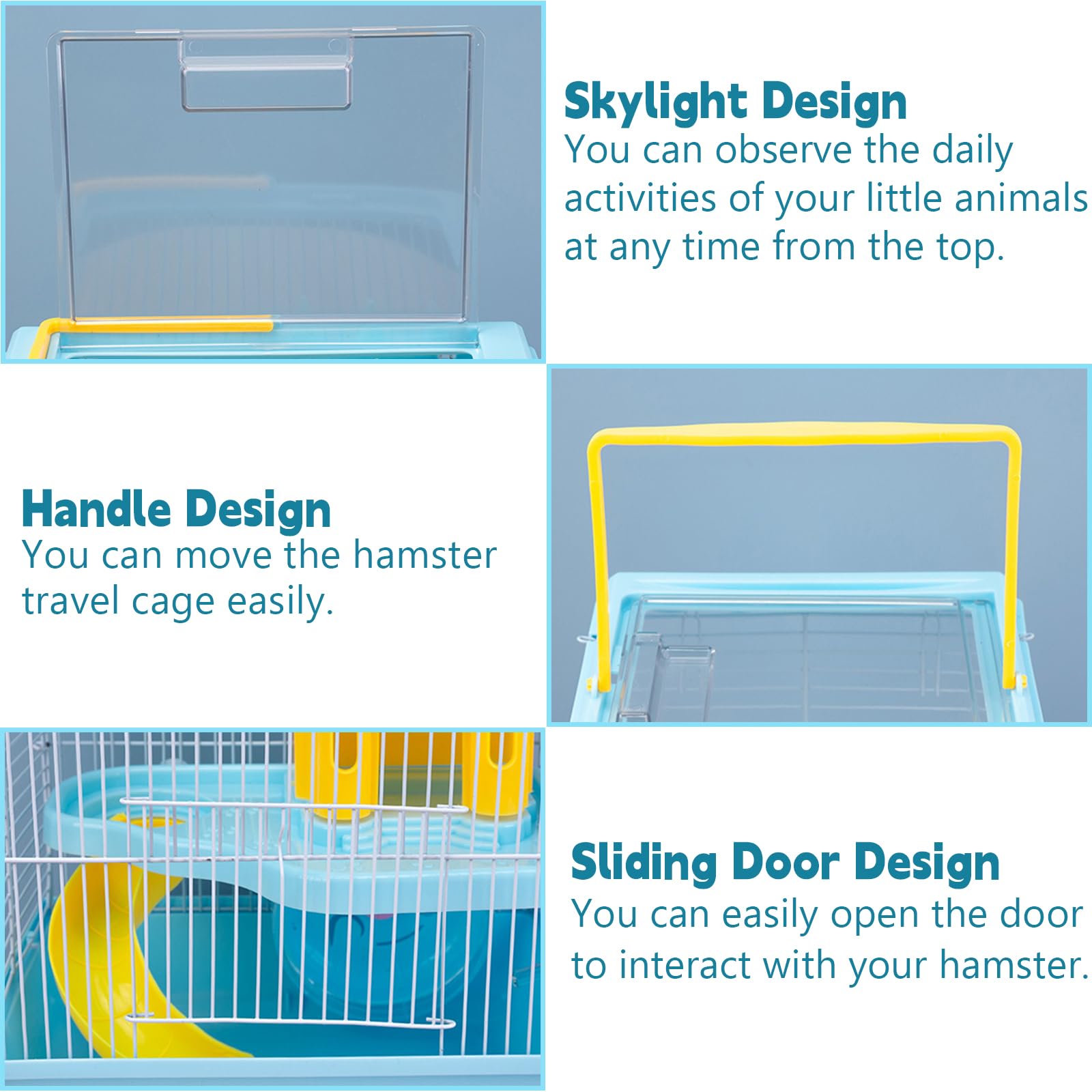 Tfwadmx Hamster Carrier, Dwarf Hamster Travel Cage, Portable Cages With Water Bottle, Gerbil Travel Carry Case Outdoor Vacation