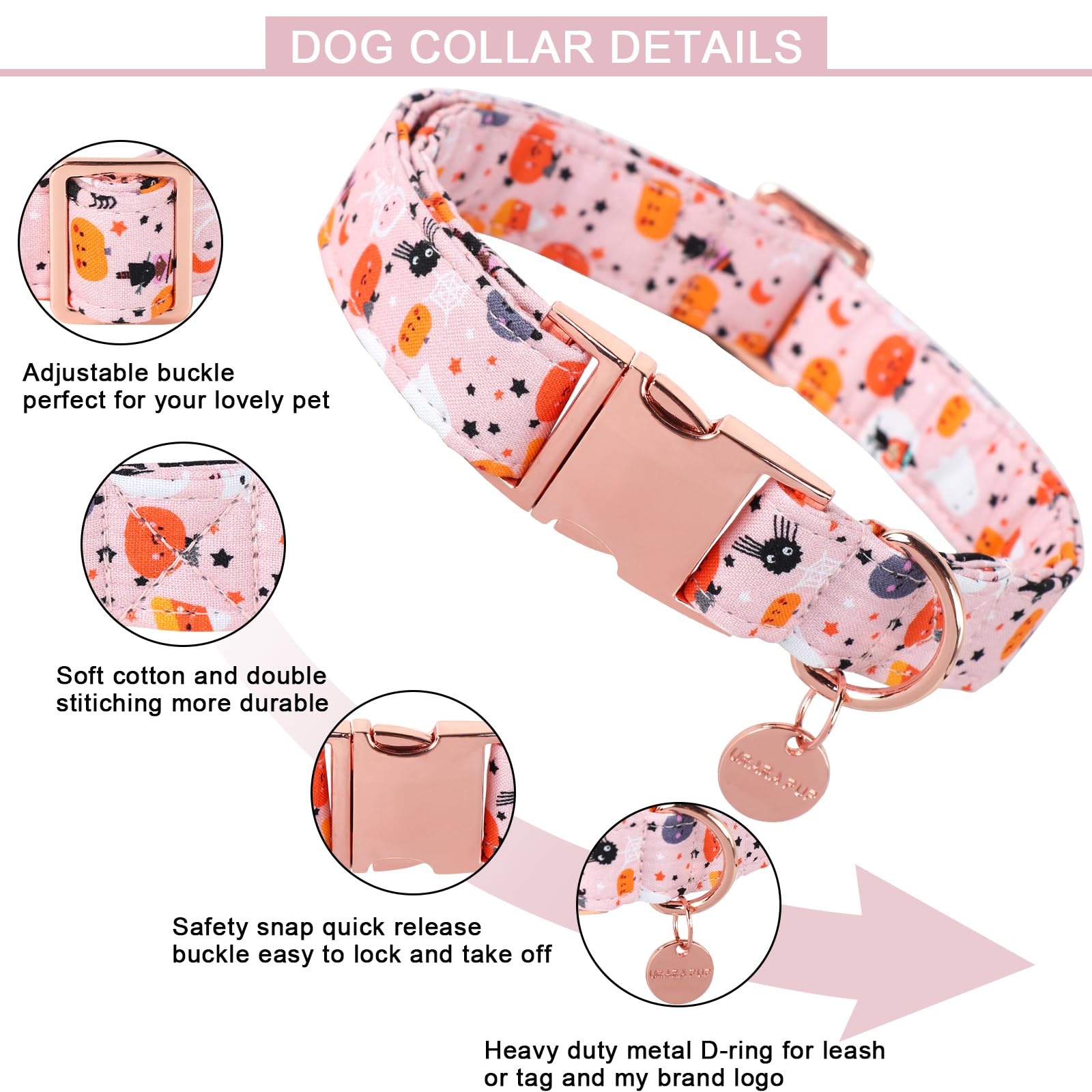 Up Urara Pup Halloween Dog Collar With Metal Buckle Gift Pumpkin Dog Collar For Small Medium Large Girls Or Boys Dogs Cute Durable Comfortable Pet Collars