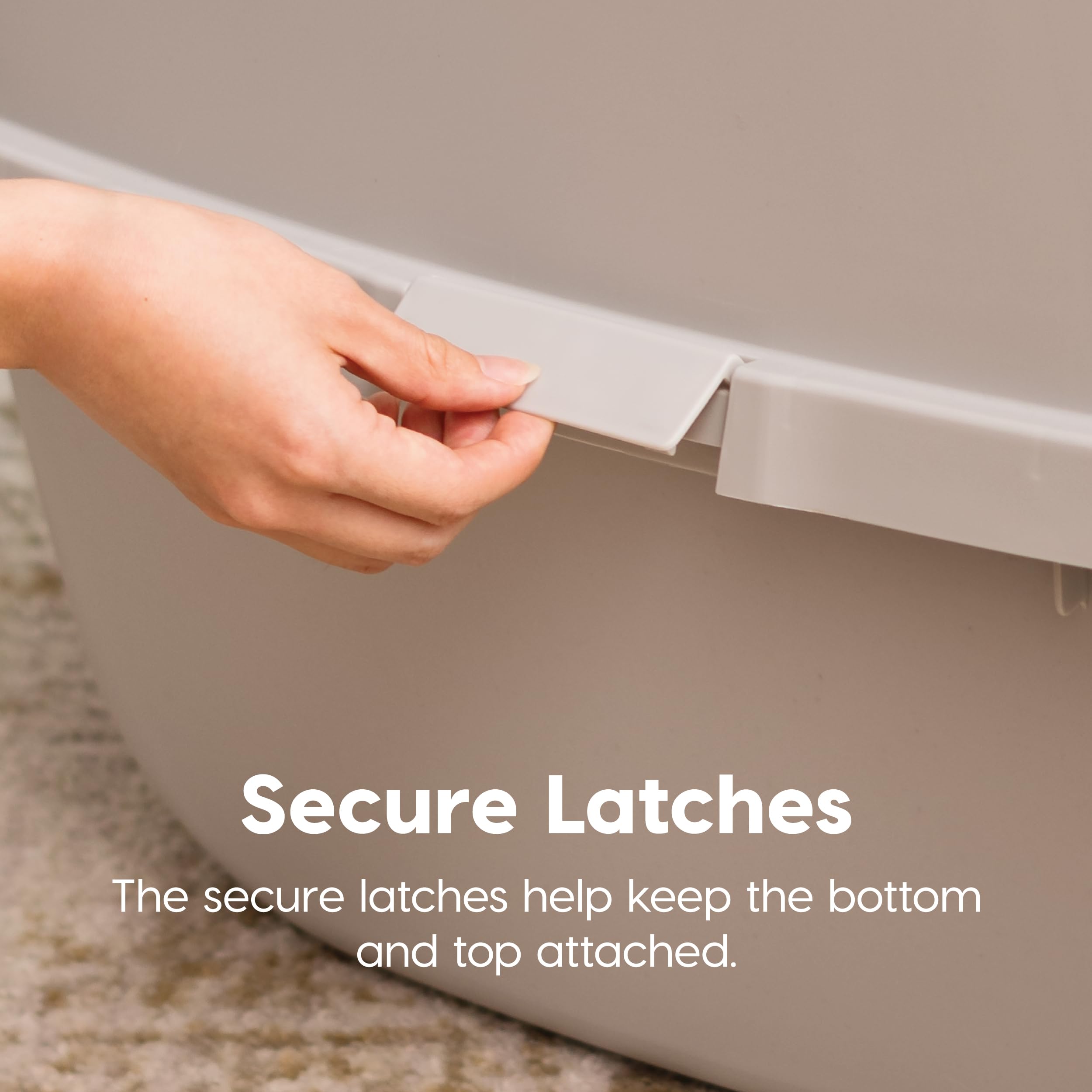 Iris Usa Jumbo Enclosed Cat Litter Box With Front Door Flap And Scoop, Covered Kitty Litter Box With Handle And Buckles For Port