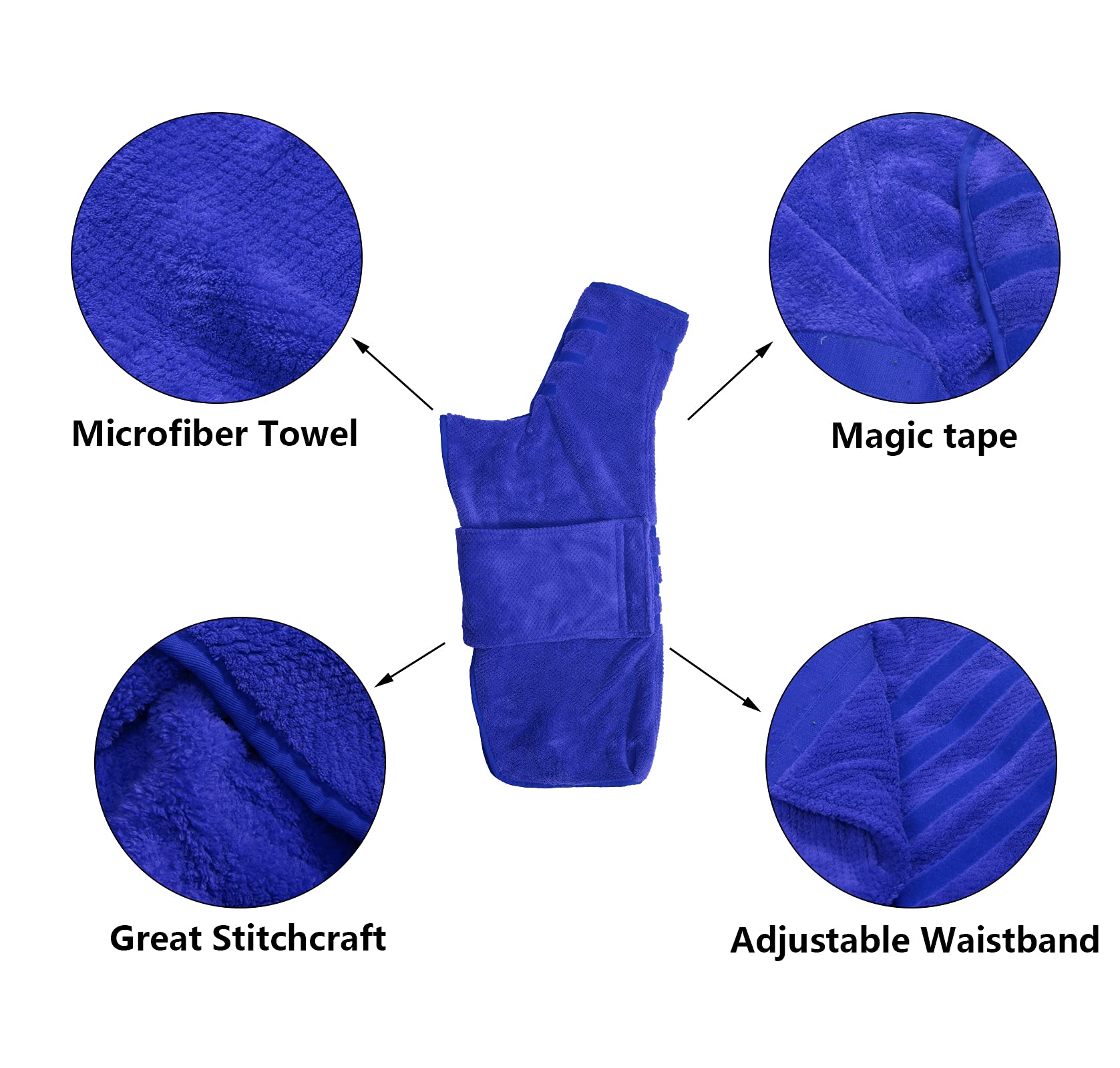 Geyecete Dog Bathrobe Towel Dog Drying Coat-Dry Fast Dog Bag-Pineapple Grid Fast Drying Super Absorbent Pet Dog Cat Bath Robe Towel-Blue-Xxl