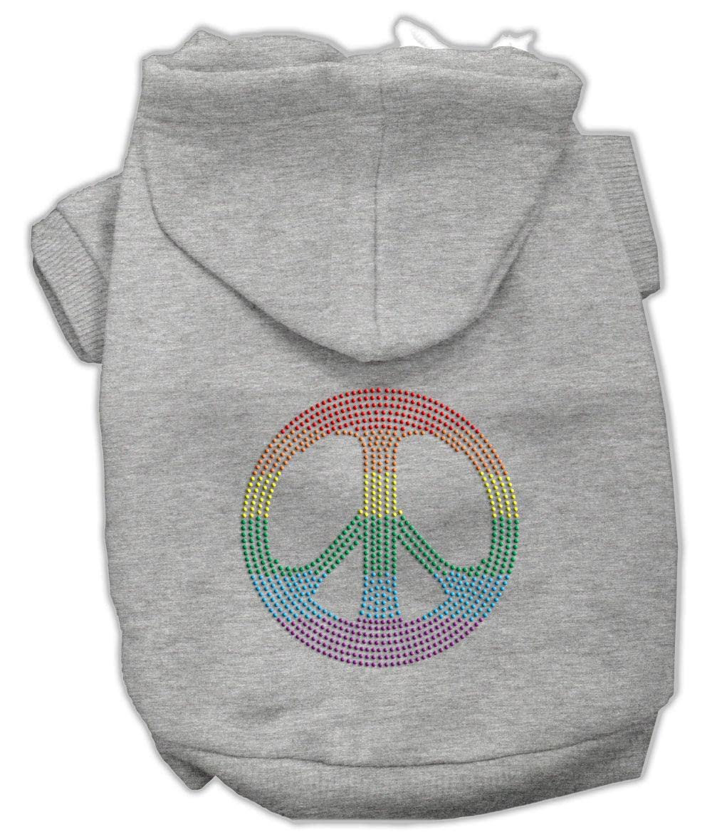 Mirage Pet Products Rhinestone Rainbow Peace Sign Hoodies, Size 12, Cream
