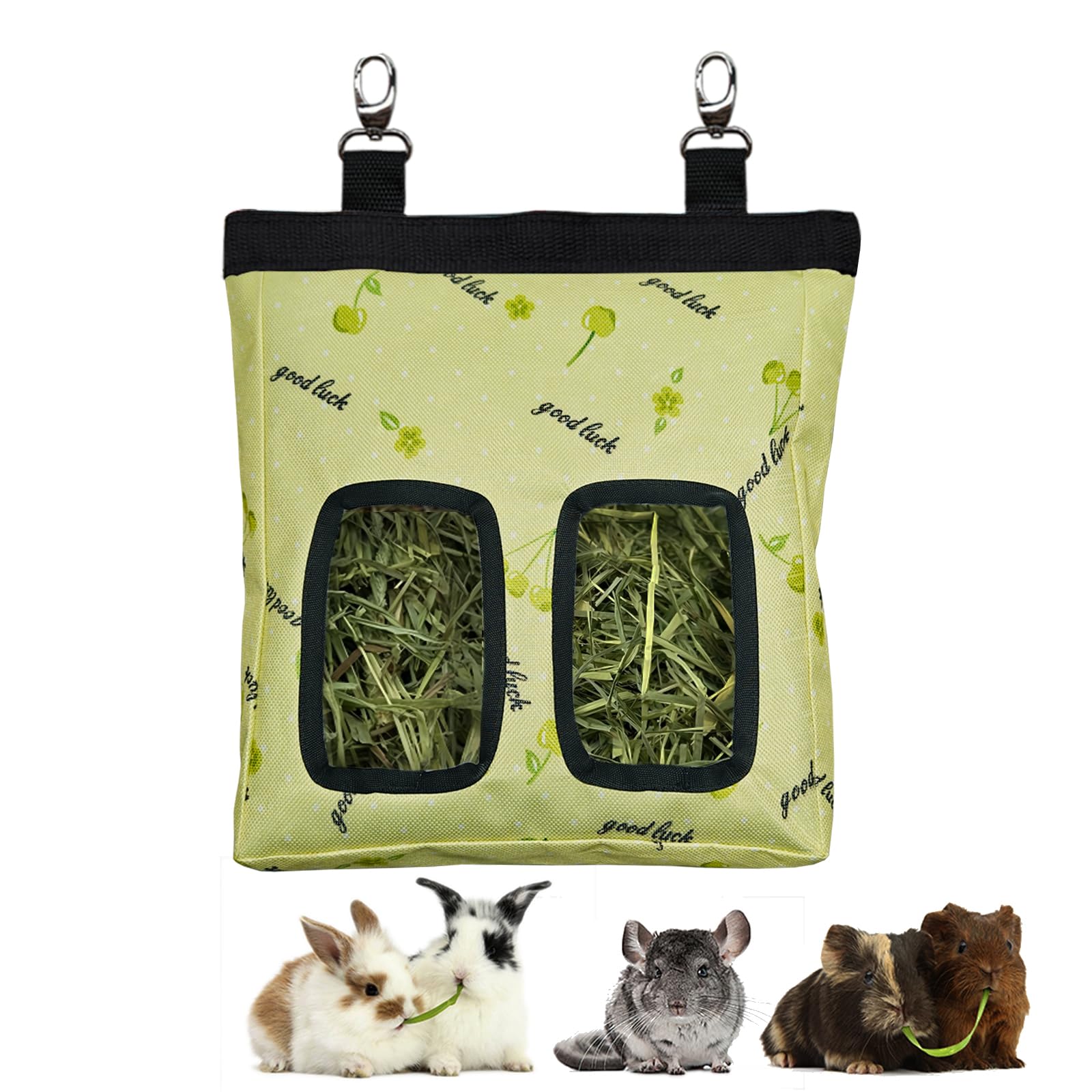 Guinea Pig Hay Feeder, Hanging Rabbit Hay Feeder Bag for Guinea Pigs Bunnies Chinchillas. Greencherries