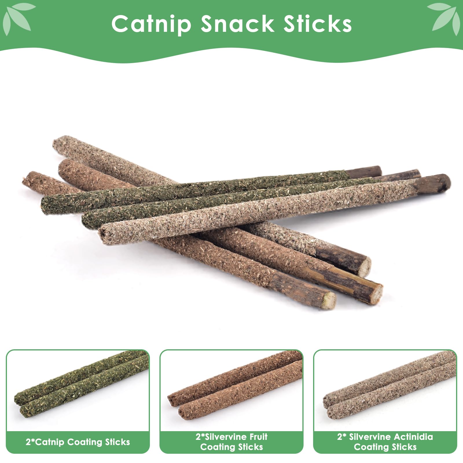 Bissap 16 Pcs Silvervine Chew Sticks For Cats, Catnip Chew Sticks Cat Toys For Indoor Cat Kitten Teeth Grinding Interactive Feat