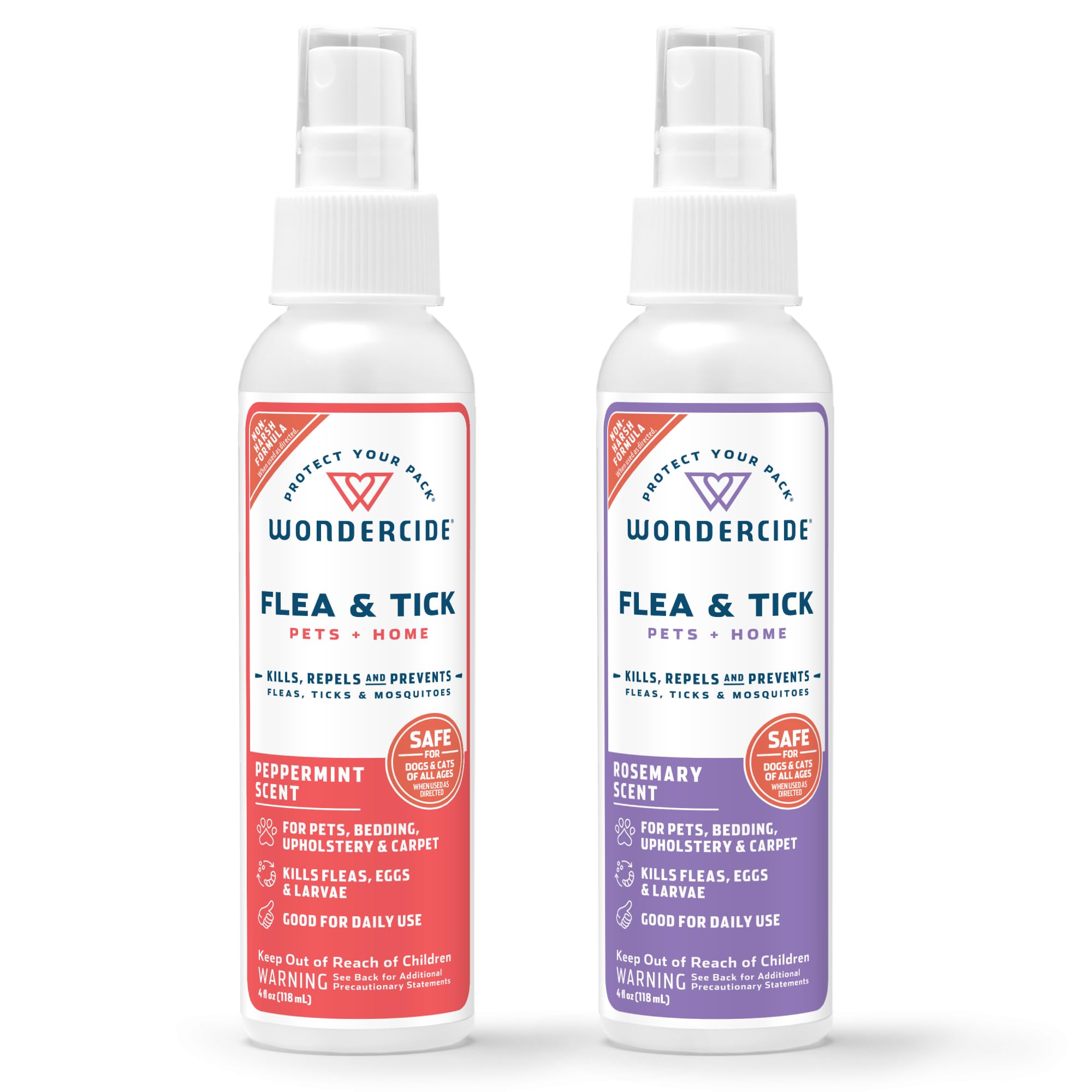 Wondercide - Flea Tick Spray for Dogs, Cats, and Home - with Natural Essential Oils - 4 oz - Peppermint & Rosemary 2-Pack