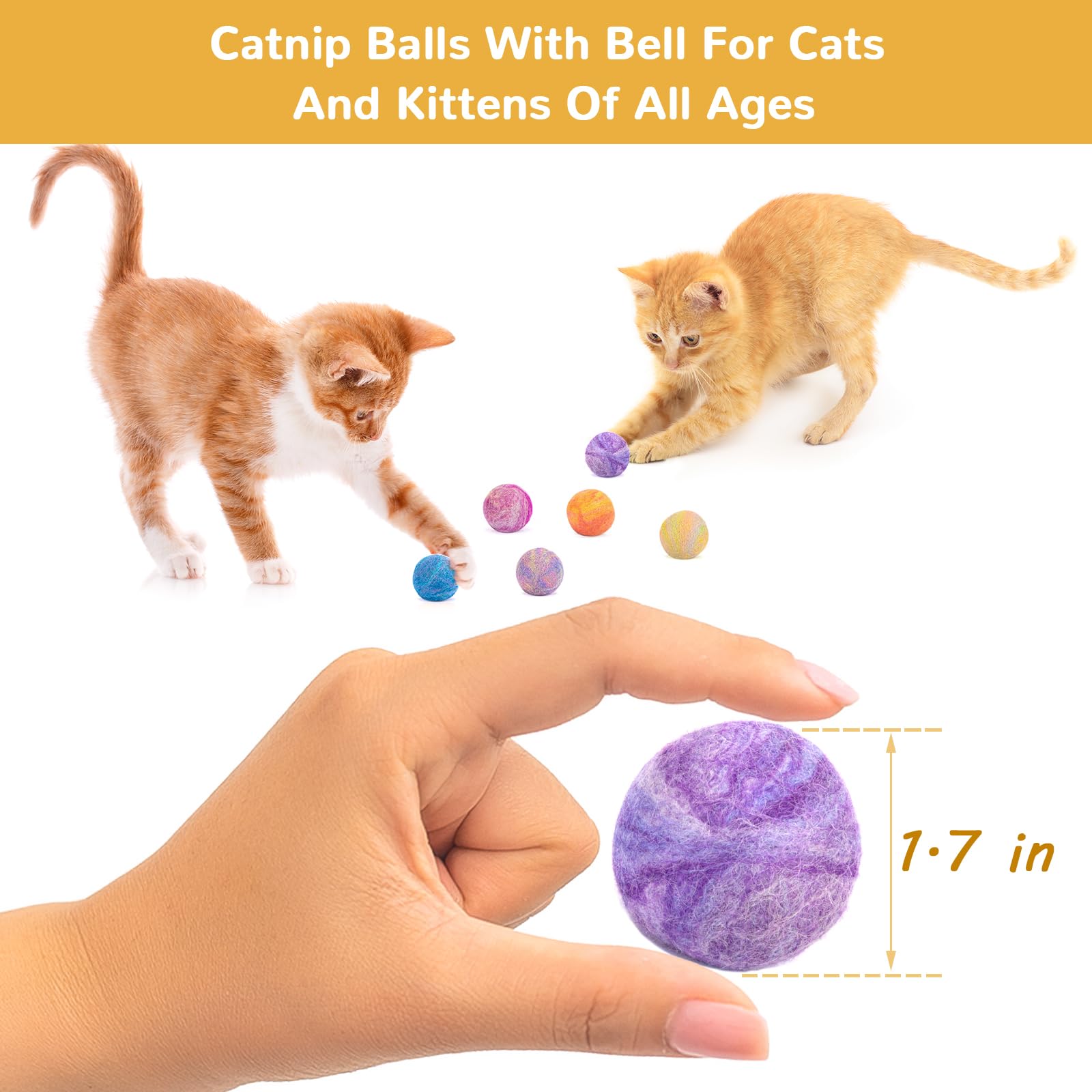 Retro Shaw Catnip Toys, Catnip Balls with Bell, Cat Toys with Silvervine and Catnip, Catnip Toys for Cats, Cat Toys for Indoor C