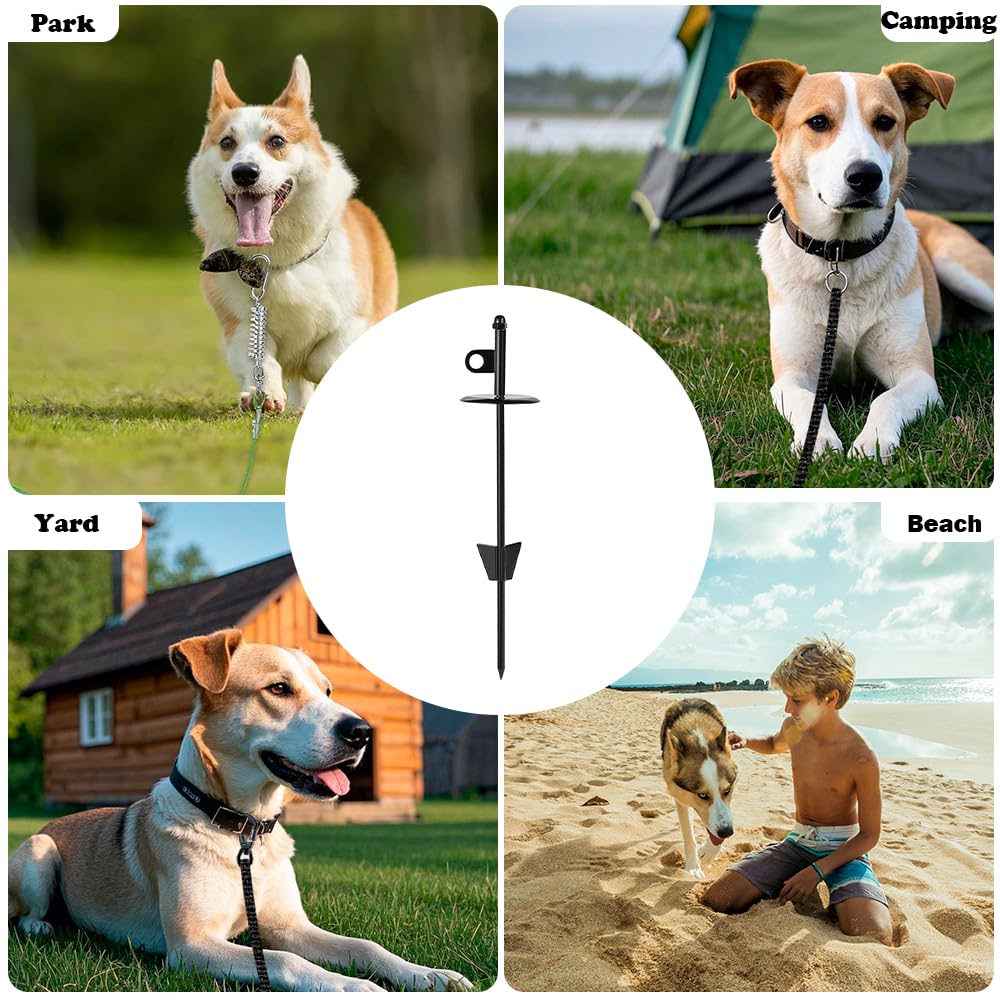 16Dog Tie-Out Stake, Durable Silver Spiral Anchorstake, Secure Outdoor Tethering for All Cable Leash Chain, Camping Yard, Rust