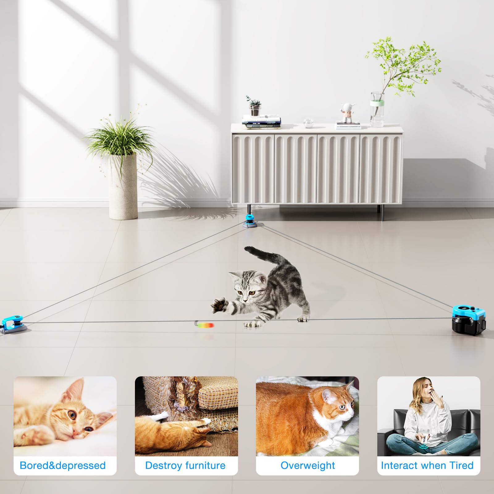 Pet Deluxe Interactive Cat Toy for Indoor Cats, Auto/Remote Control DIY Cat Mouse Hunting Treadmill Keep Bored Kitten Puppy Ente