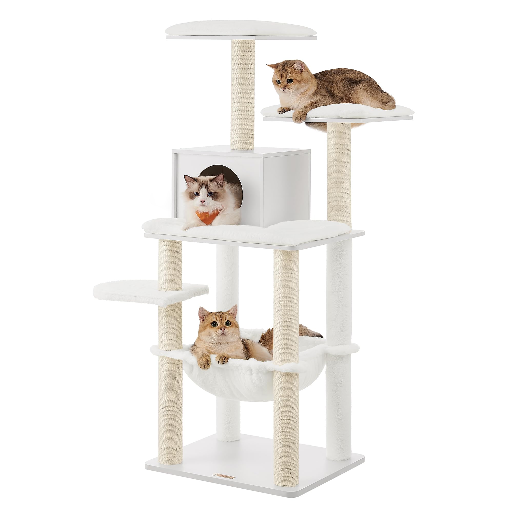 Feandrea Cat Tree, 54.3-Inch Modern Cat Tower For Indoor Cats, Multi-Level Cat Condo, Ultra-Soft Plush, Scratching Posts, Hammoc