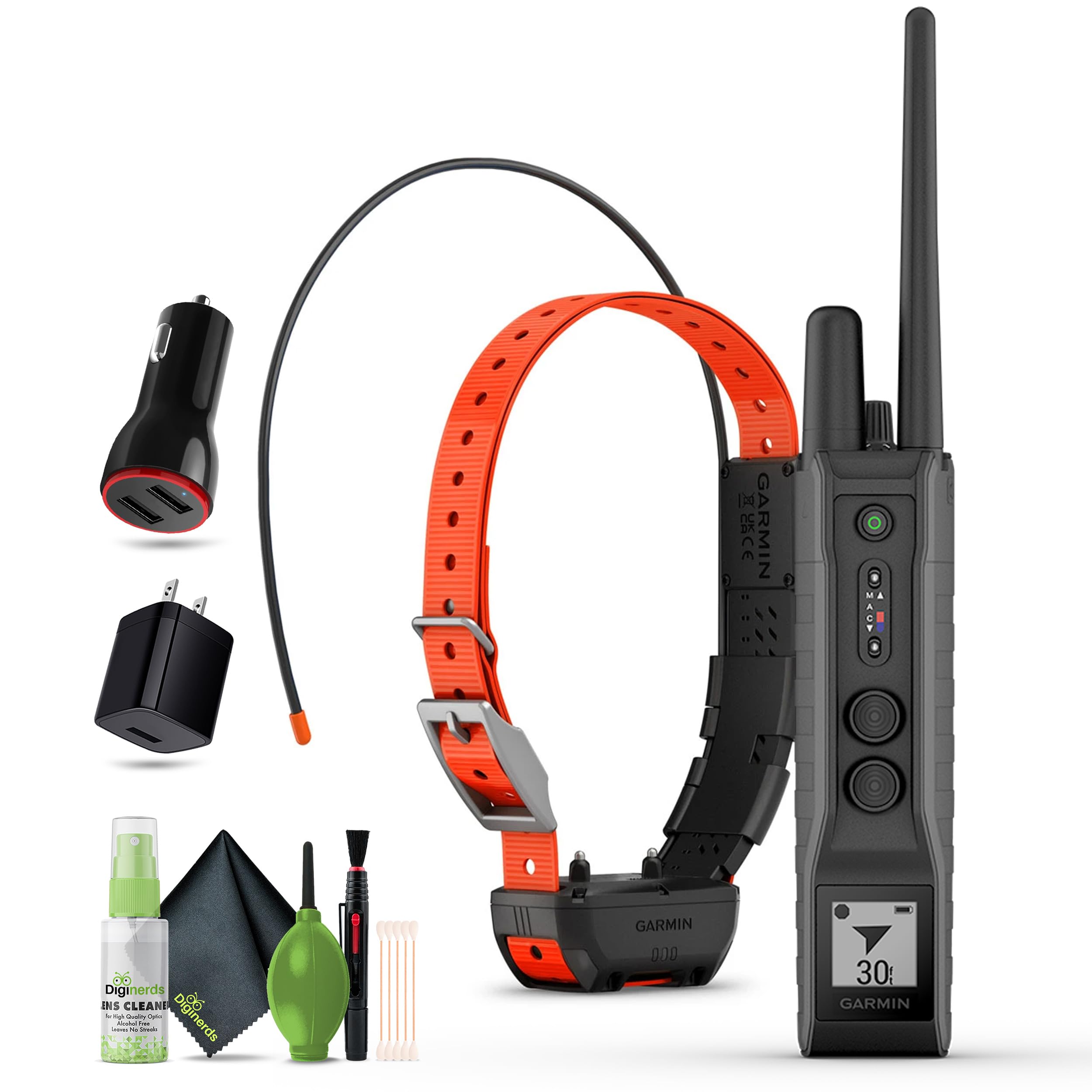 Garmin Pro 550 Plus, Handheld + Garmin Alpha TT25 Dog Collar + Cleaning kit + USB Charging Adapter + USB Car Adapter