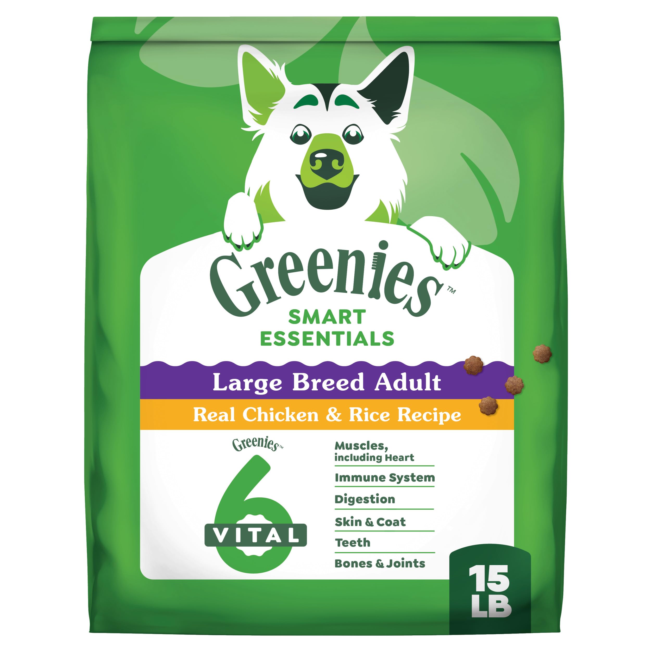 Greenies Smart Essentials Large Breed Adult High Protein Dry Dog Food Real Chicken & Rice Recipe, 15 lb. Bag