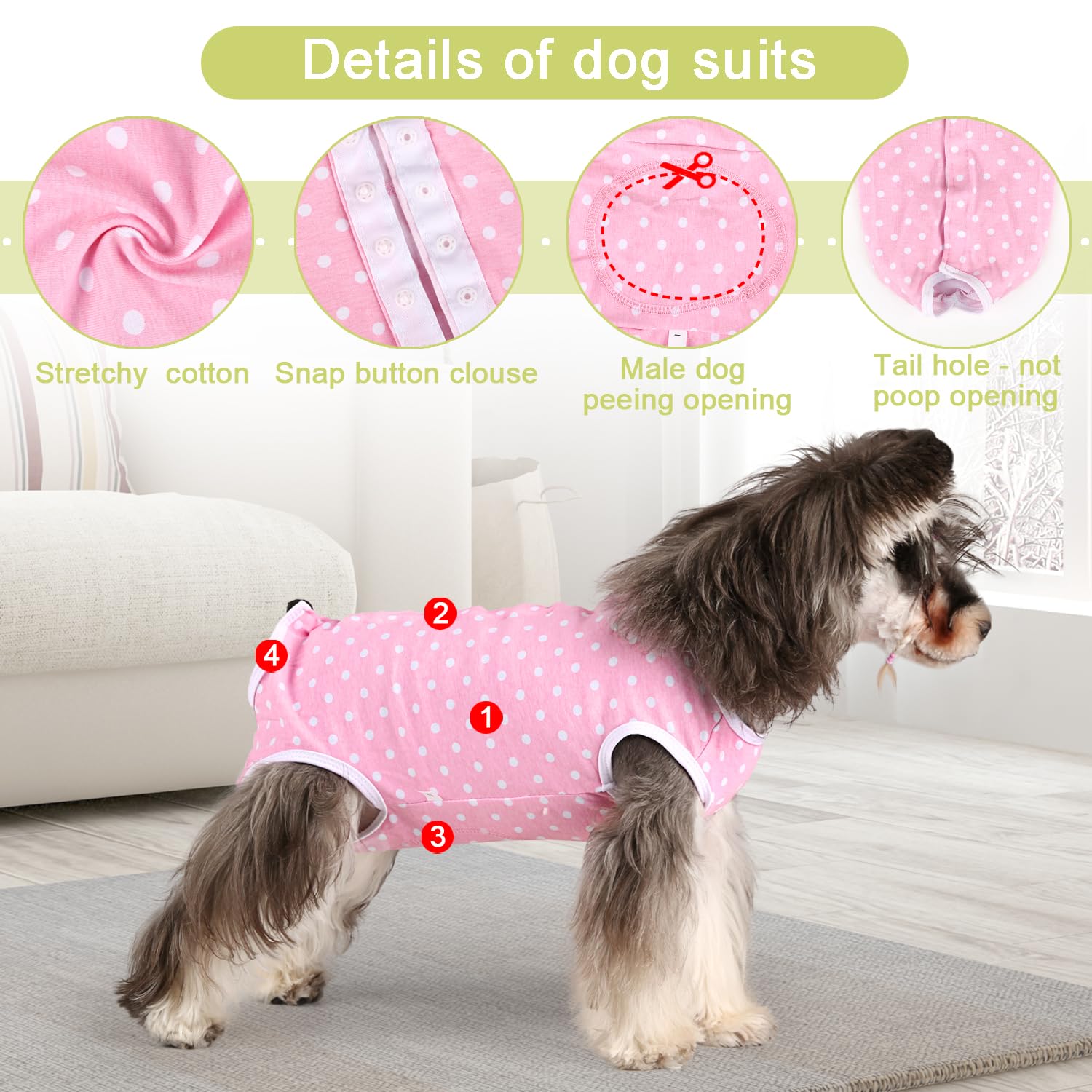 Etdane Dog Period Diapers Small Dog Period Suit Dog Sanitary Panties For Male Female Dogs Diaper Cover For Heat Pink Polka Dots/
