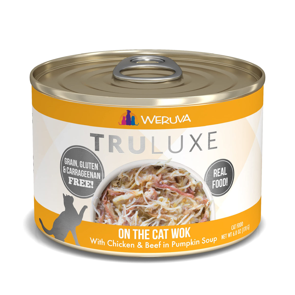 Weruva Truluxe Cat Food, On The Cat Wok With Chicken Breast & Beef In Pumpkin Soup, 6Oz Can (Pack Of 24)