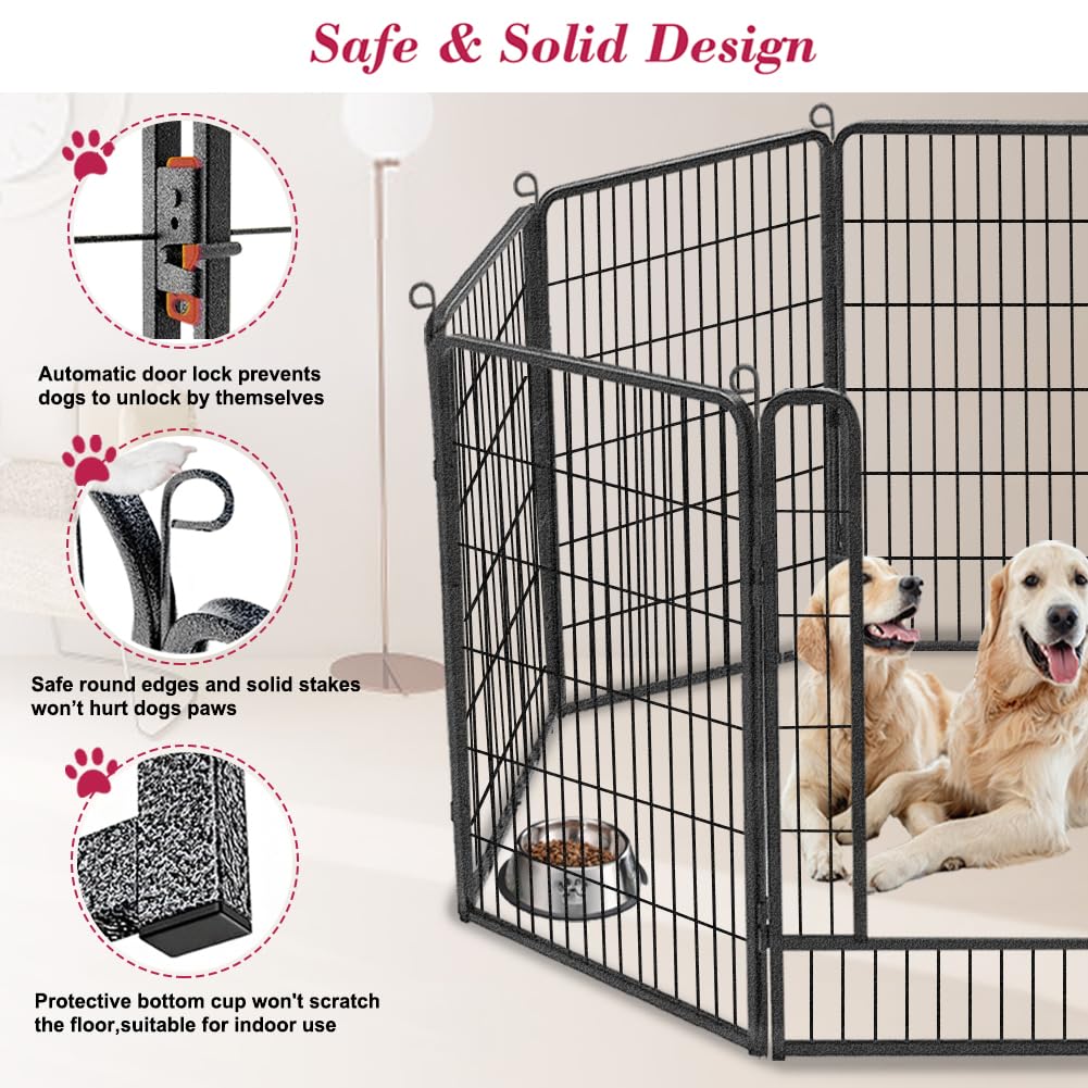 Jhsomdr Dog Playpen, 40 inch 14 Panels Dog Pen Indoor Pet Dog Fence Outdoor for Yard Metal Puppy Playpen Pet Exercise Pen Rustpr