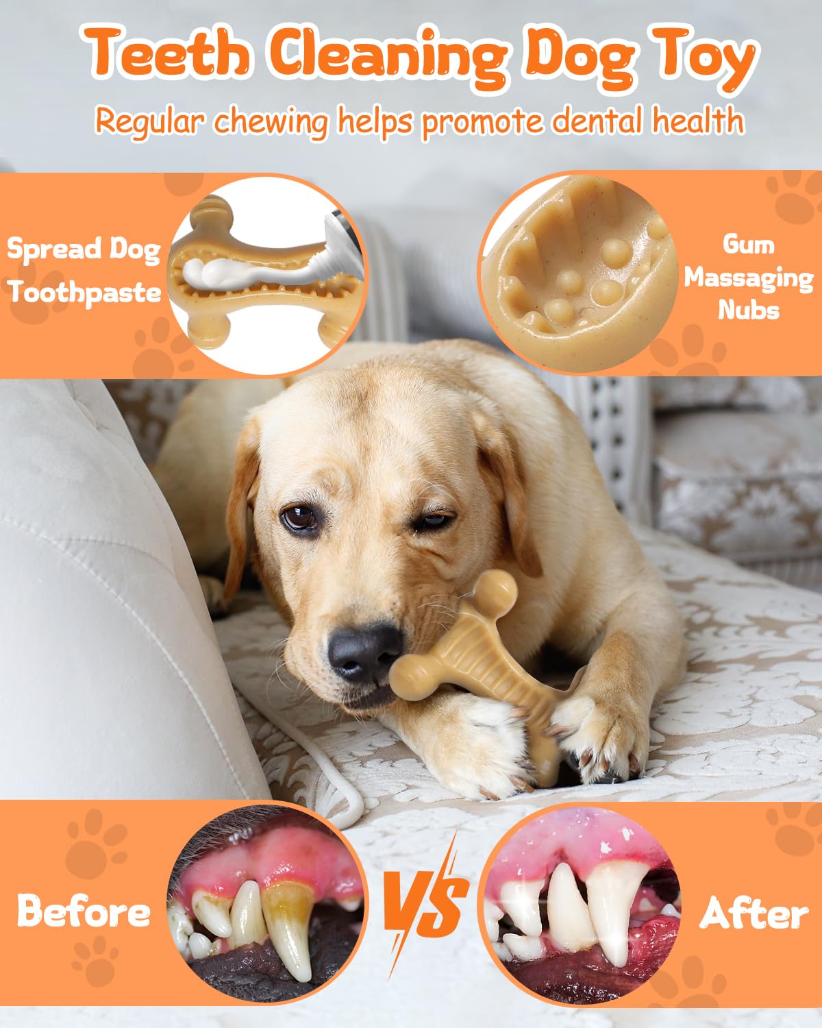 Krauzpet Dog Toys For Aggressive Chewers Large Medium Breed, Interactive Treat Dispenser Chew Toy To Keep Dogs Busy, Indestructi