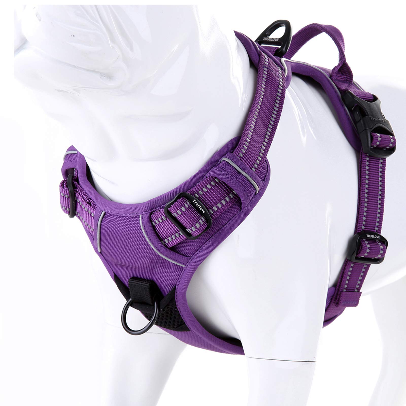 Juxzh Soft Front Dog Harness .Best Reflective No Pull Harness With Handle And 2 Leash Attachments