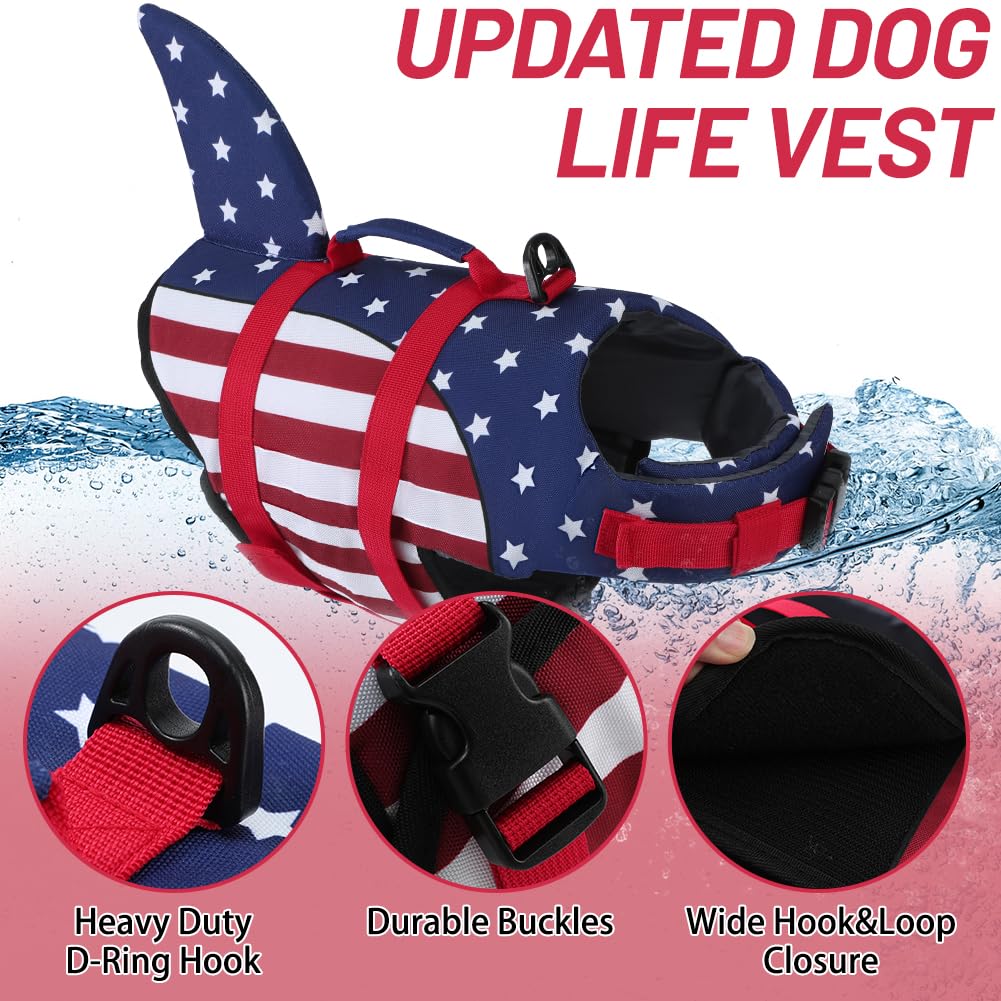 Emust Dog Life Vests, Pet Floats For Swimming, Boat, Pool, Ripstop Dog Life Jacket With High Buoyancy And Lift Handle For Small