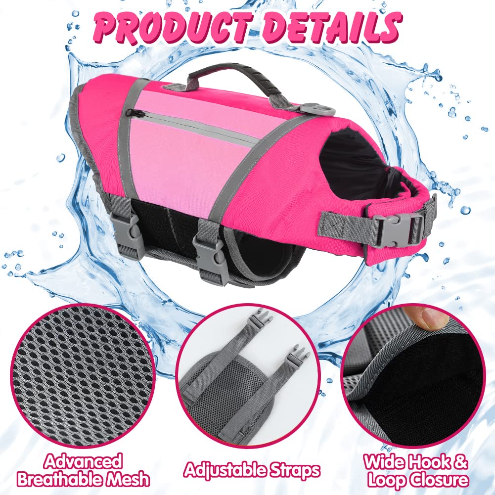 Emust Dog Life Vests For Boating, Water-Resistant Dog Swimming Vest With Rescue Handle, Comfortable Fit Dogs Life Jacket Medium