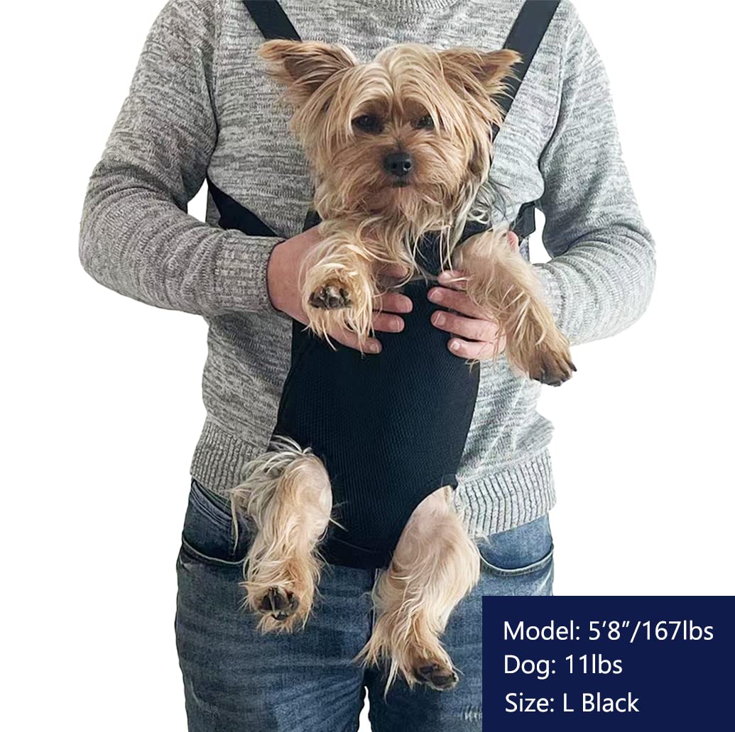 Leconpet Pet Carrier Backpack, Legs Out Adjustable Pet Front Cat Dog Carrier Backpack, Easy-Fit Dog Travel Backpack Carrier For Hiking Camping For Small Medium Puppies Cats (L, Black)