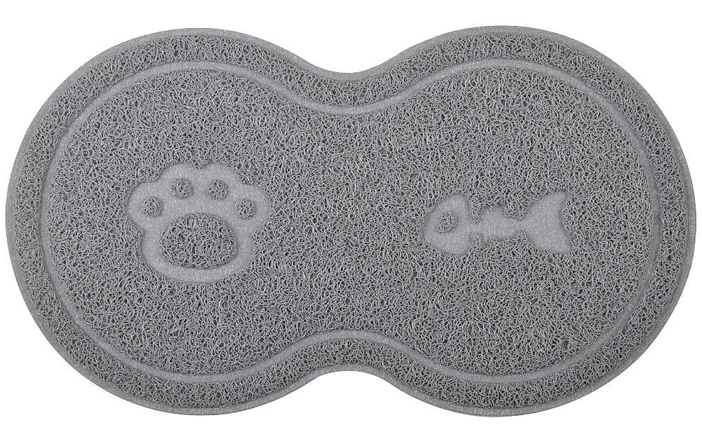8-Shaped Small Cat Litter Box Debris Catcher Mat,18X10 Inches (Gray)
