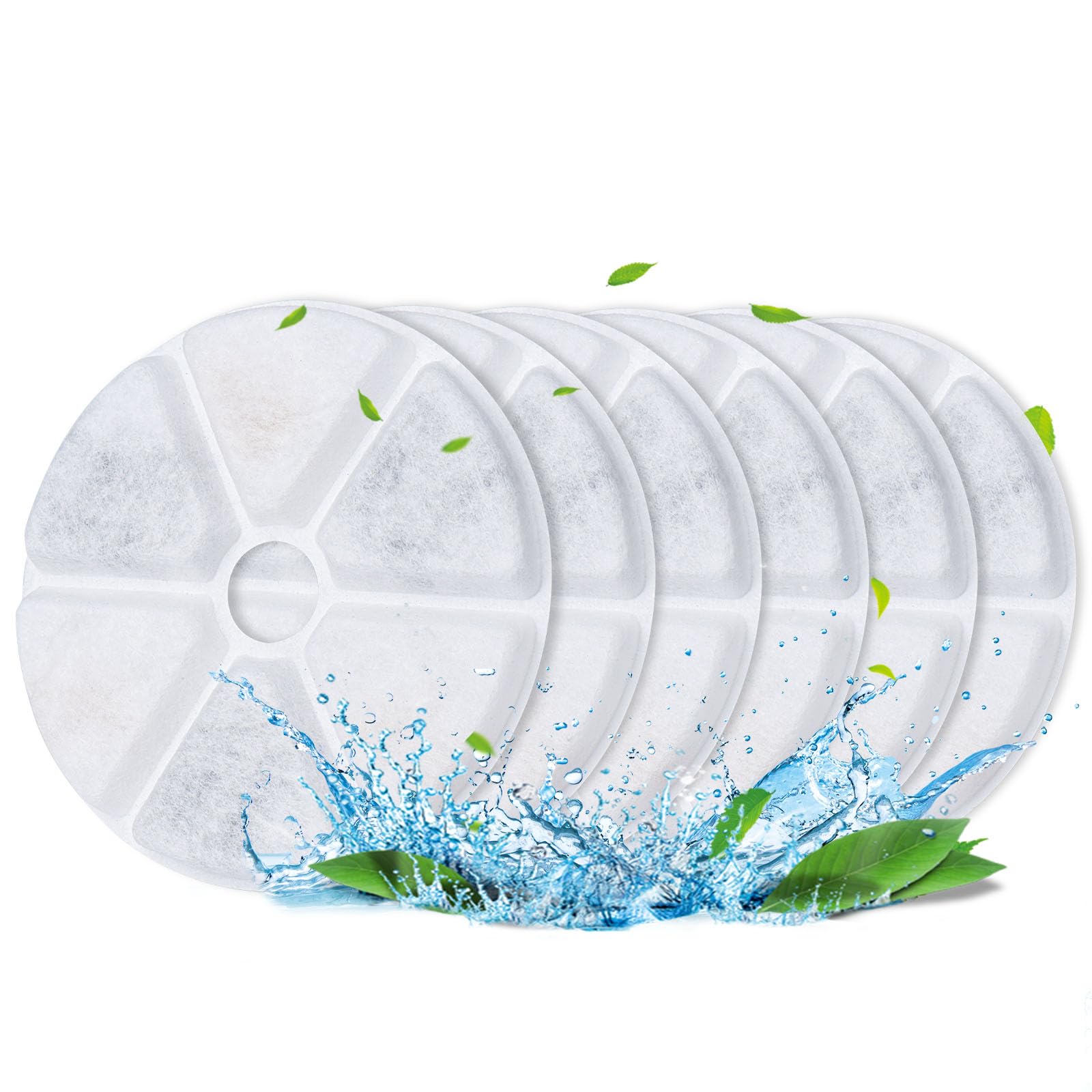 Boorca Cat Water Fountain Filters, 6 Pieces Triple Filtration System Replacement Filter Fit For 84Oz/2.5L Cat Pet Fountain, 6 Fi