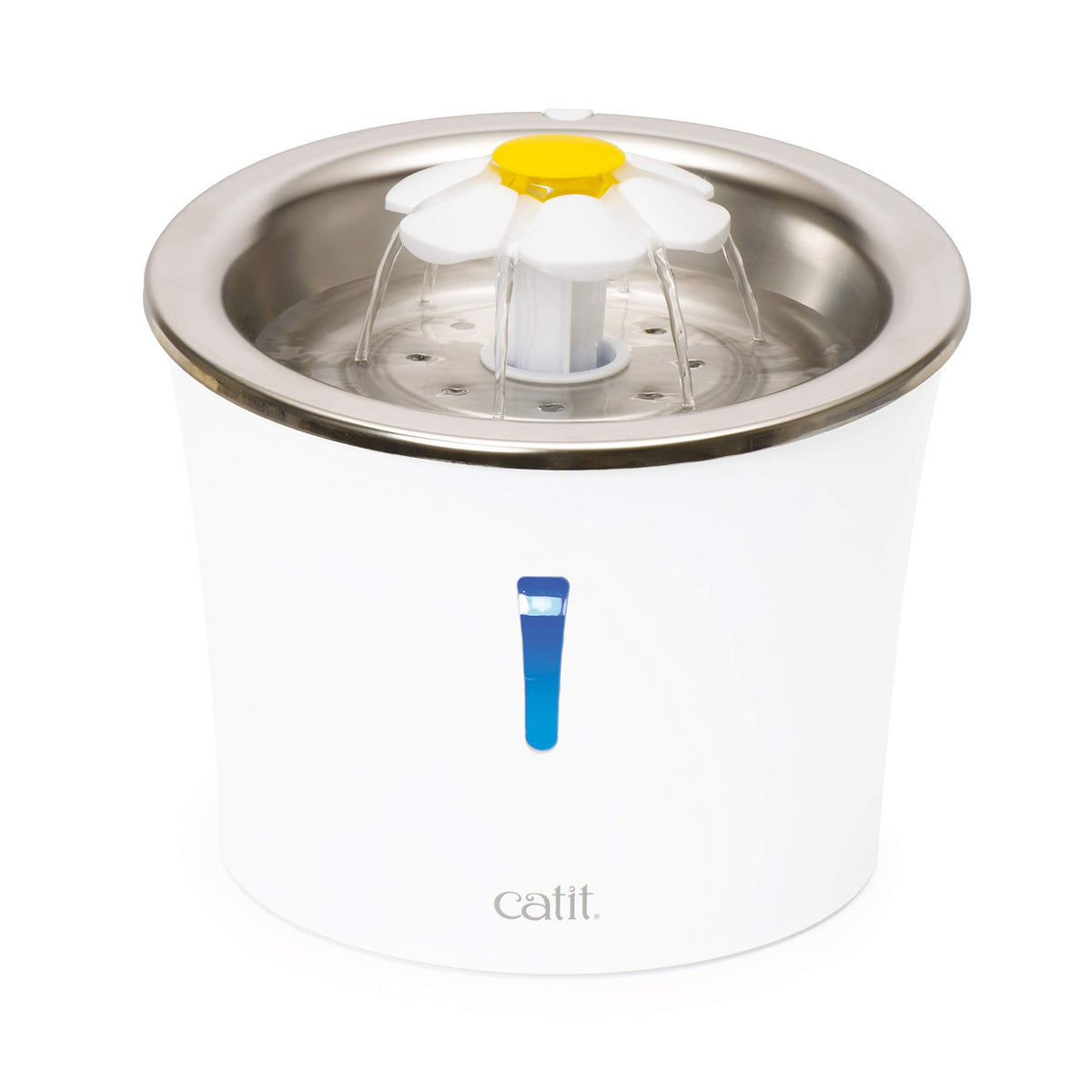 Catit Stainless Steel Flower Fountain With Triple Action Filter, Cat Drinking Water Fountain, 3 L