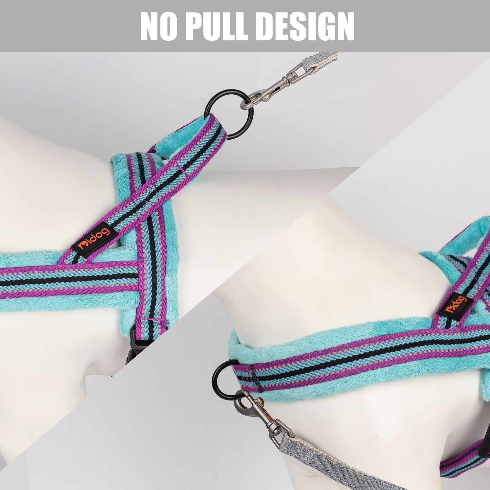 Didog Soft Flannel Padded Dog Vest Harness, Escape Proof/Quick Fit Reflective Dog Strap Harness,Easy For Walking Training (S:Che