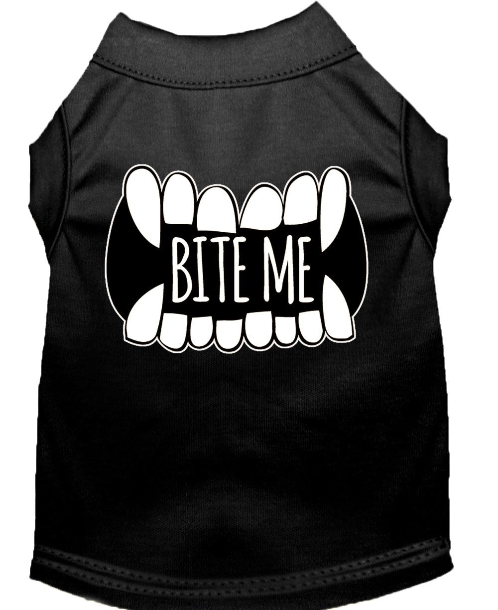 Bite Me Screen Print Dog Shirt Black Sm 10