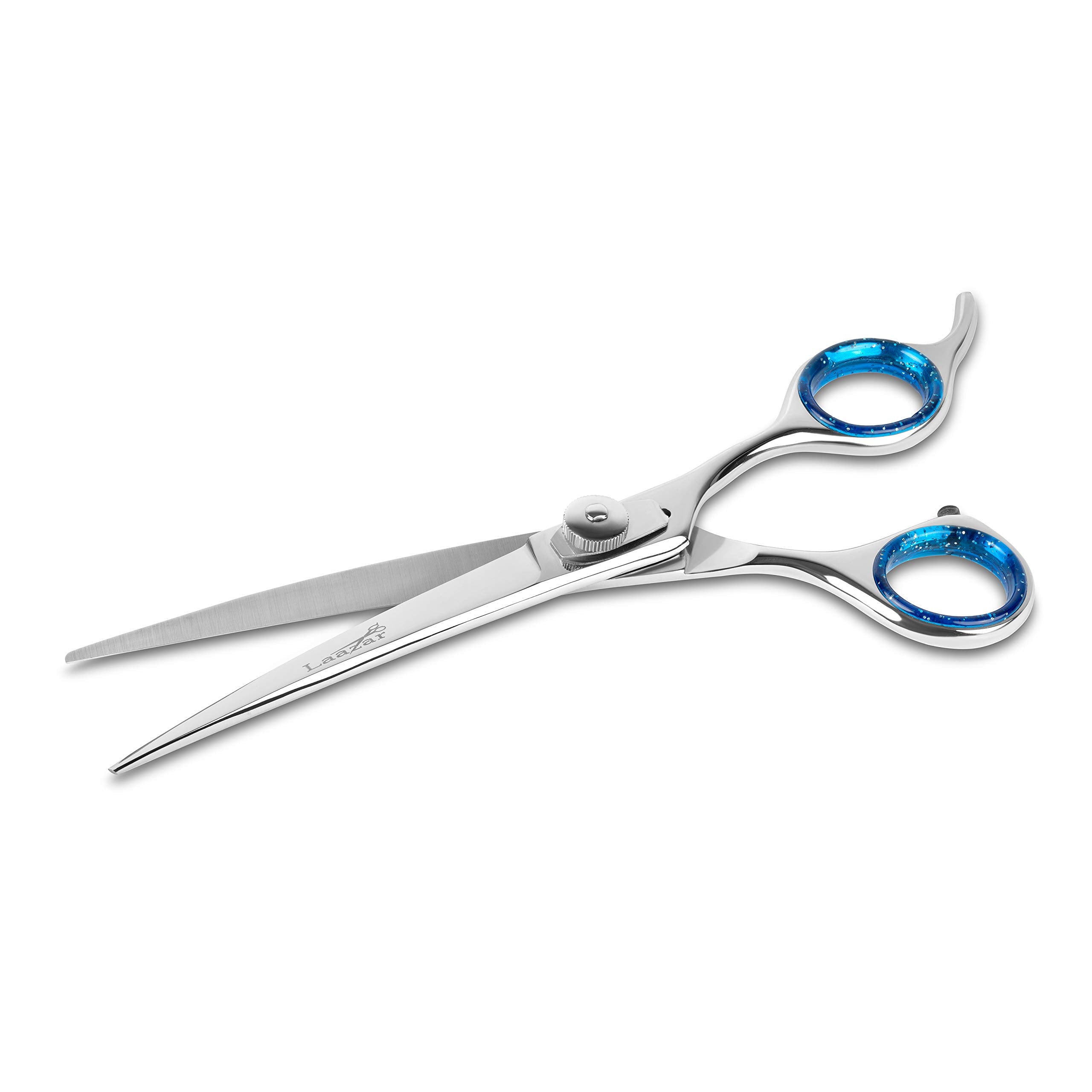 Laazar Pro Pet Grooming Scissors, Premium Steel Dog Grooming Shears With Blue Handles, Long-Lasting Sharp Blades (Curved, 7 Inch