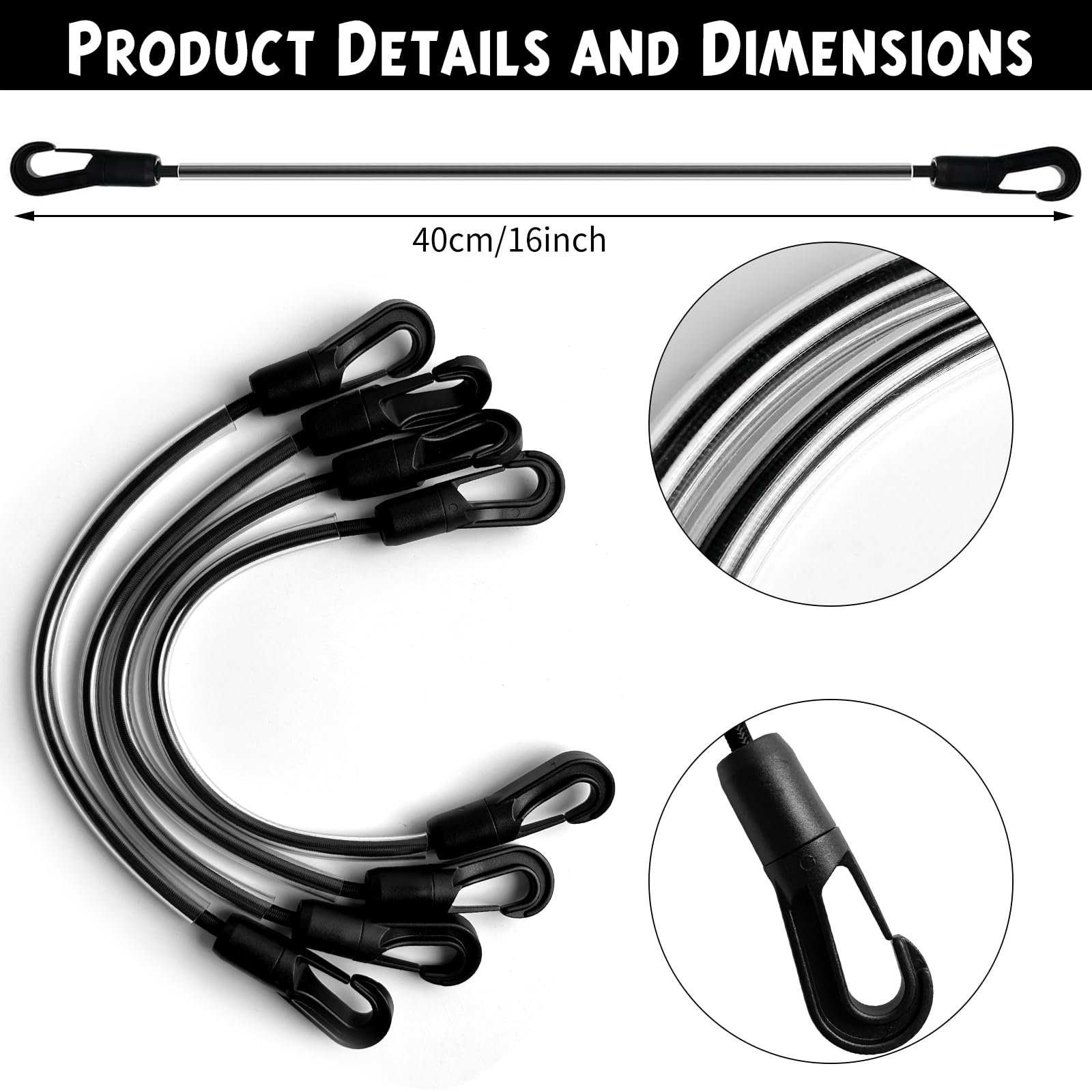 4 Pcs Horse Blanket Straps Adjustable Replacement Leg Strap with Double Ended Clips Elastic Horse Blanket Leg Straps,16 inch