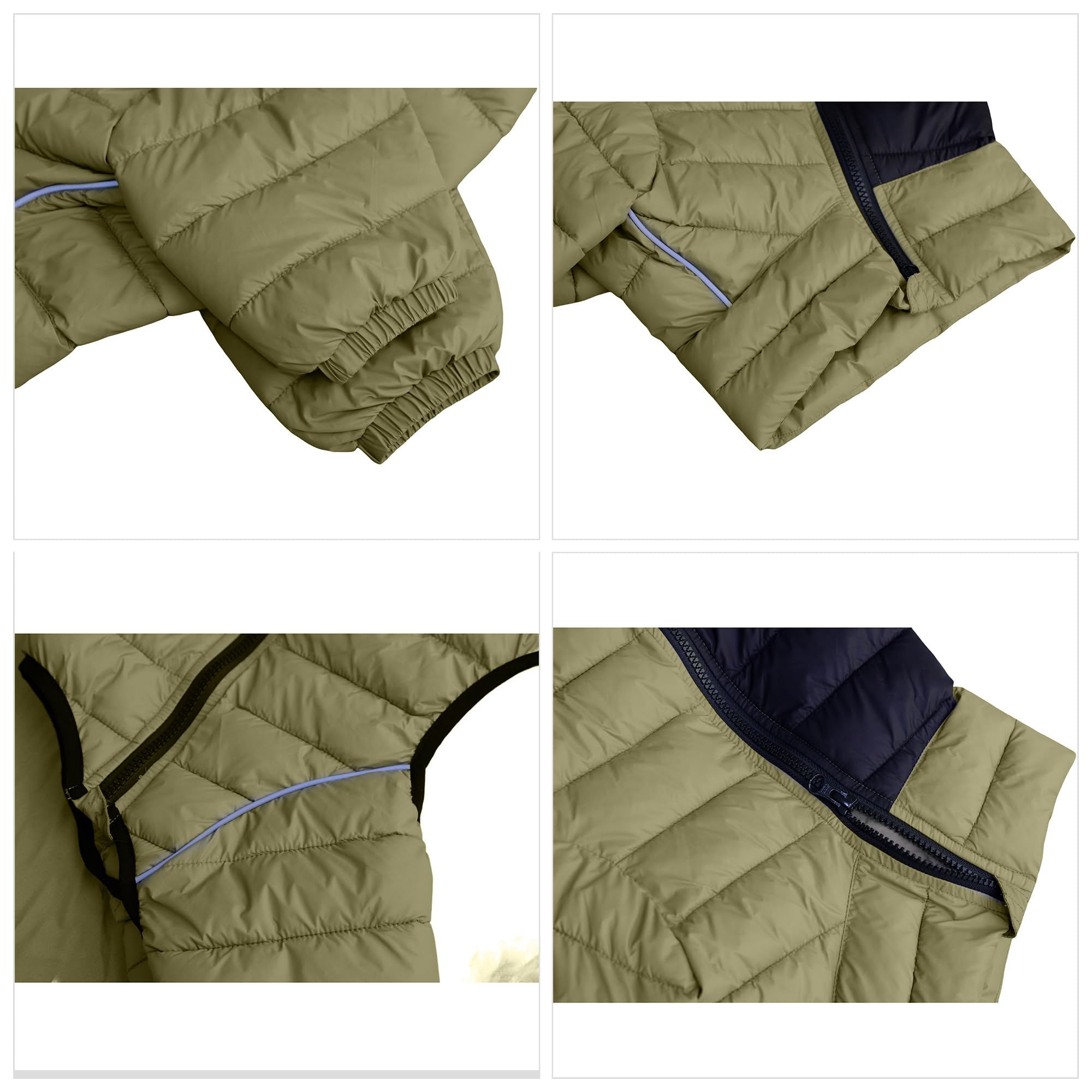 Olive Green Dog Jacket, 4 Legs Covered Waterproof Windproof Reflective Warm Vest, Zippered Adjustable Outdoor Snow Jacket for Sm
