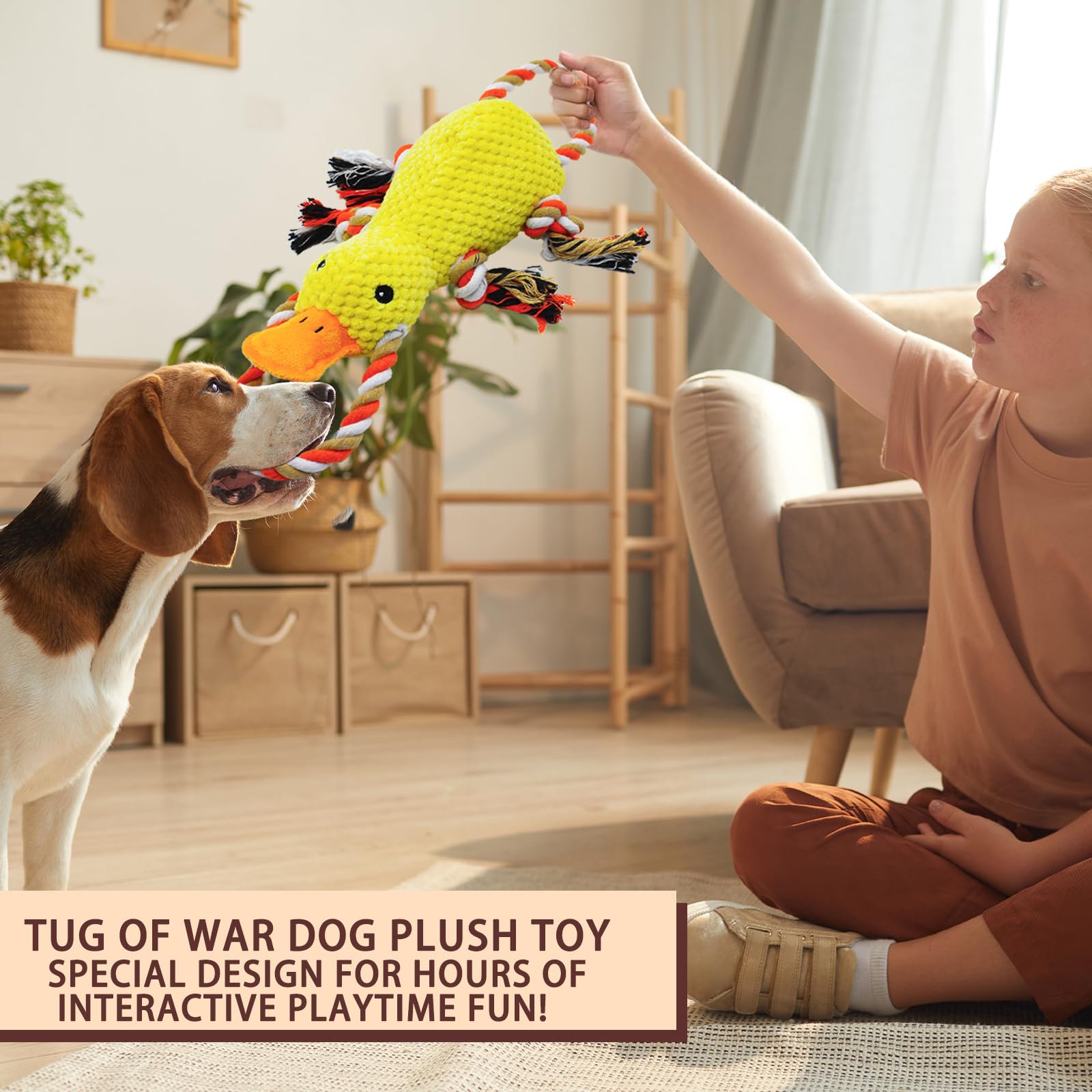 Yzhduxiu Tug Of War Dog Toy, Squeaky Dog Toys For Aggressive Chewers, Interactive Duck Puppy Toys To Keep Them Busy