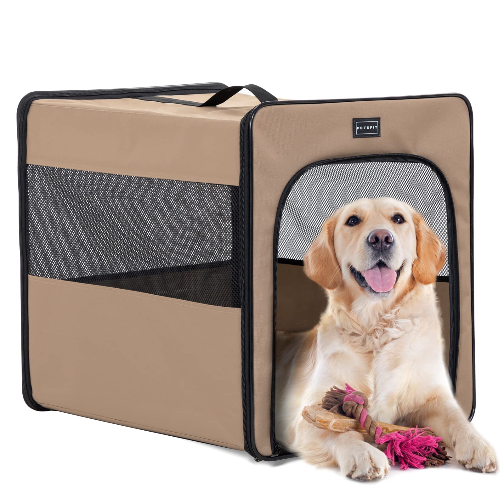 Petsfit Dog Crate Travel, Portable Dog Crate - 31 Inch With Thicken Mat, Easy To Fold, Sturdy And Portable, Perfect For Travelin