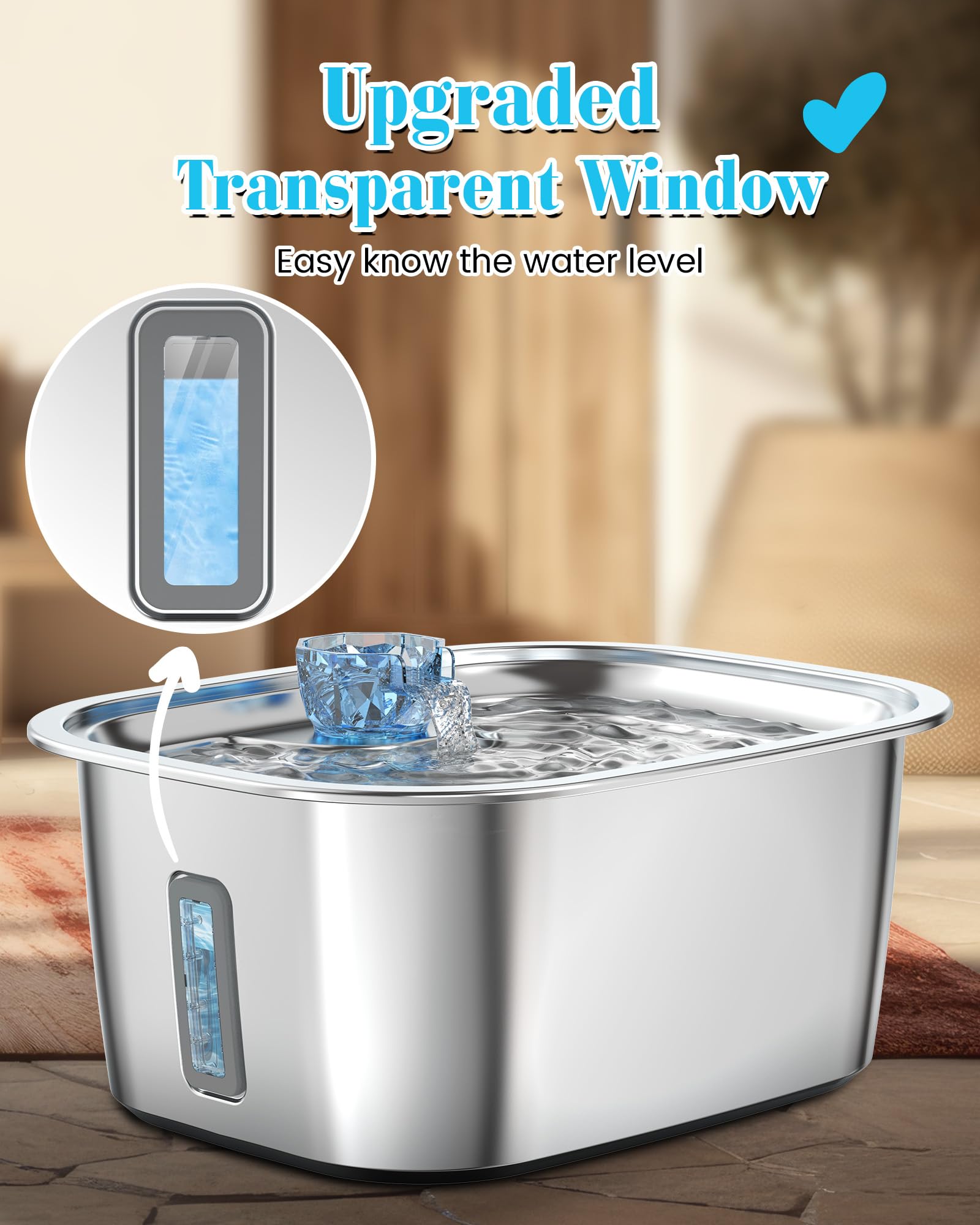 Lesotc 3 Galon Stainless Steel Dog Water Fountain For Large Dogs, Pet Water Fountain With 2 Filters, Automatic Dog Fountain Dog