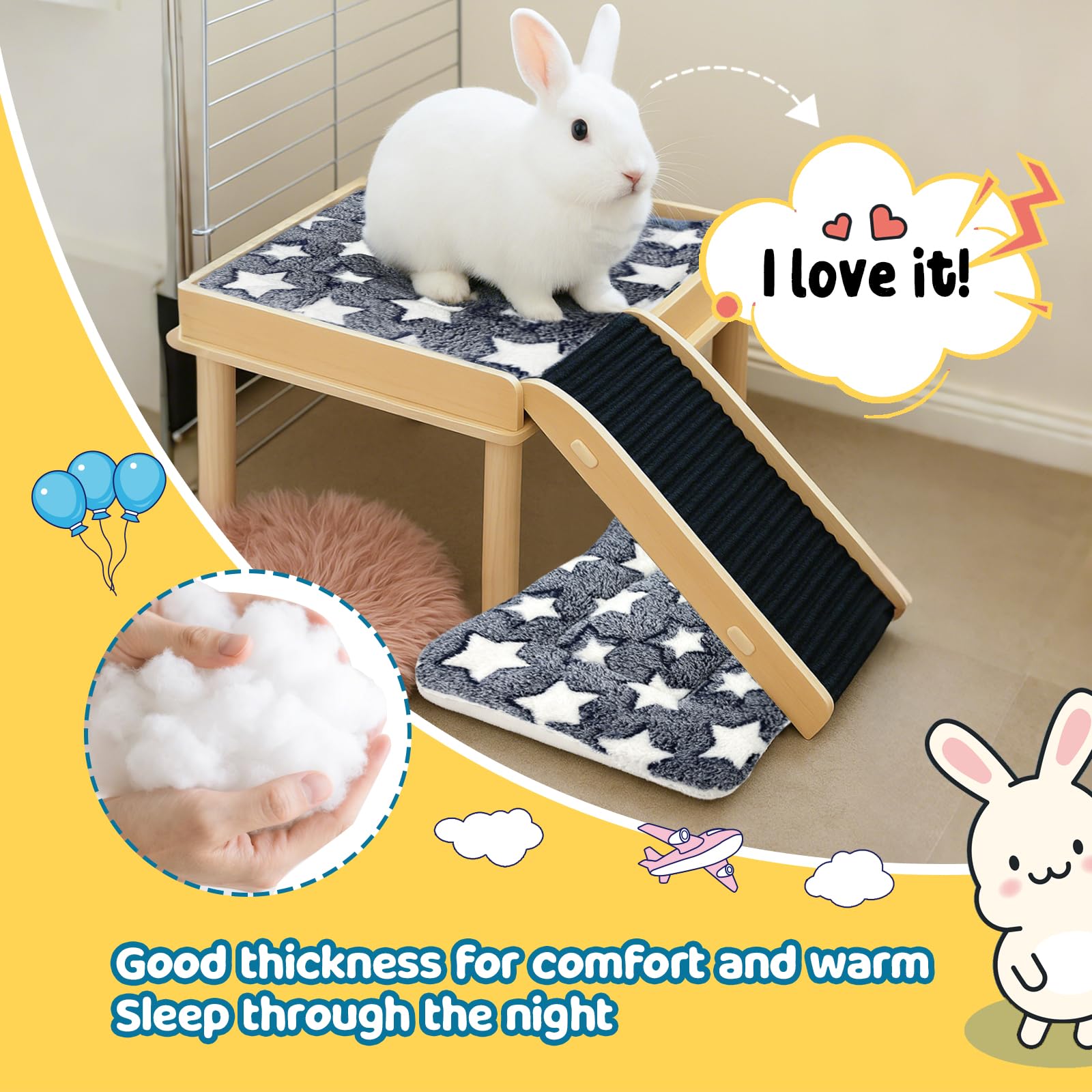 ARCTIC EAGLE 2 Pack Bunny Bed - 10 x 13 Inch Rabbit Pee Pads Bedding - Washable and Thickness Upgrade (Gray & Pink,M)
