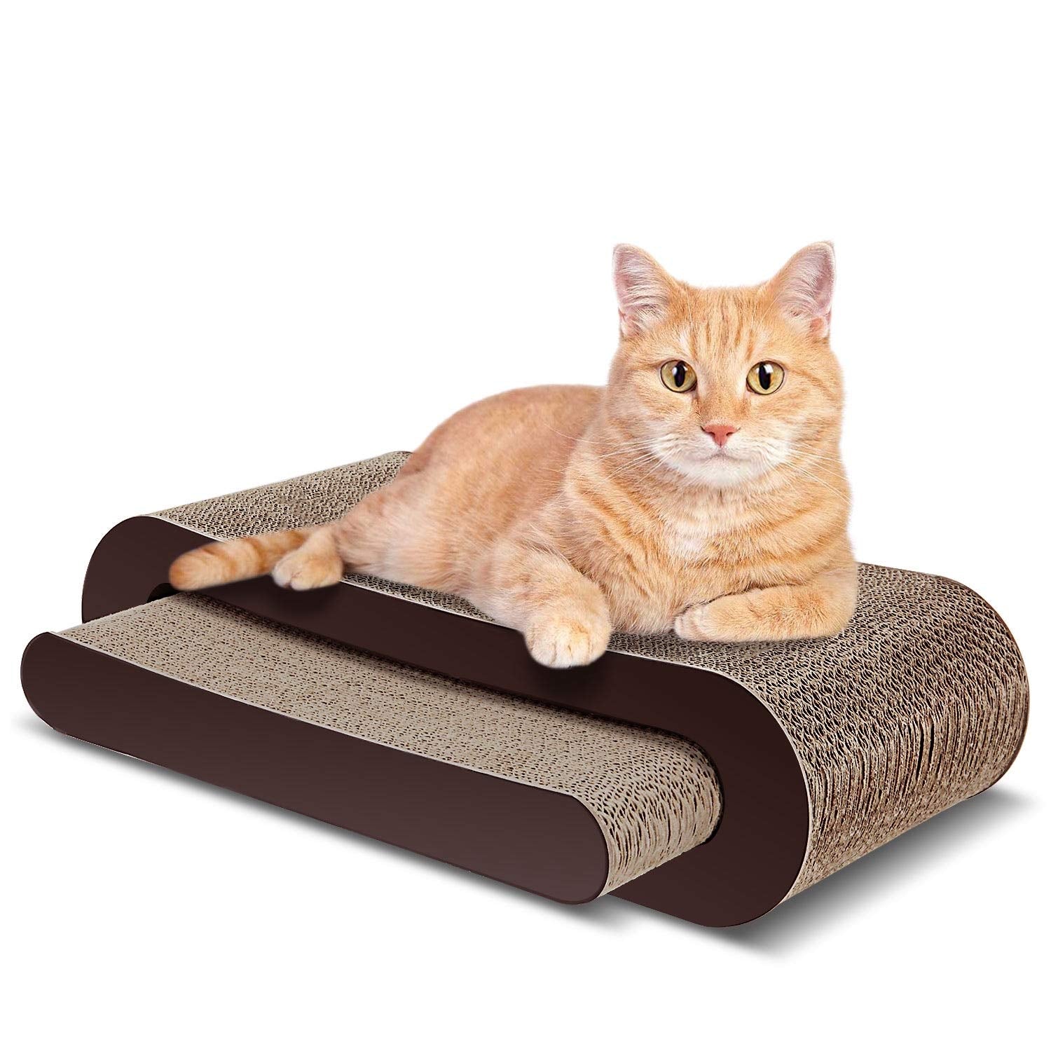 Fluffydream 2In1 Cat Scratcher Cardboard Lounge Bed, Cat Scratching Board, Durable Board Pads Prevents Furniture Damage