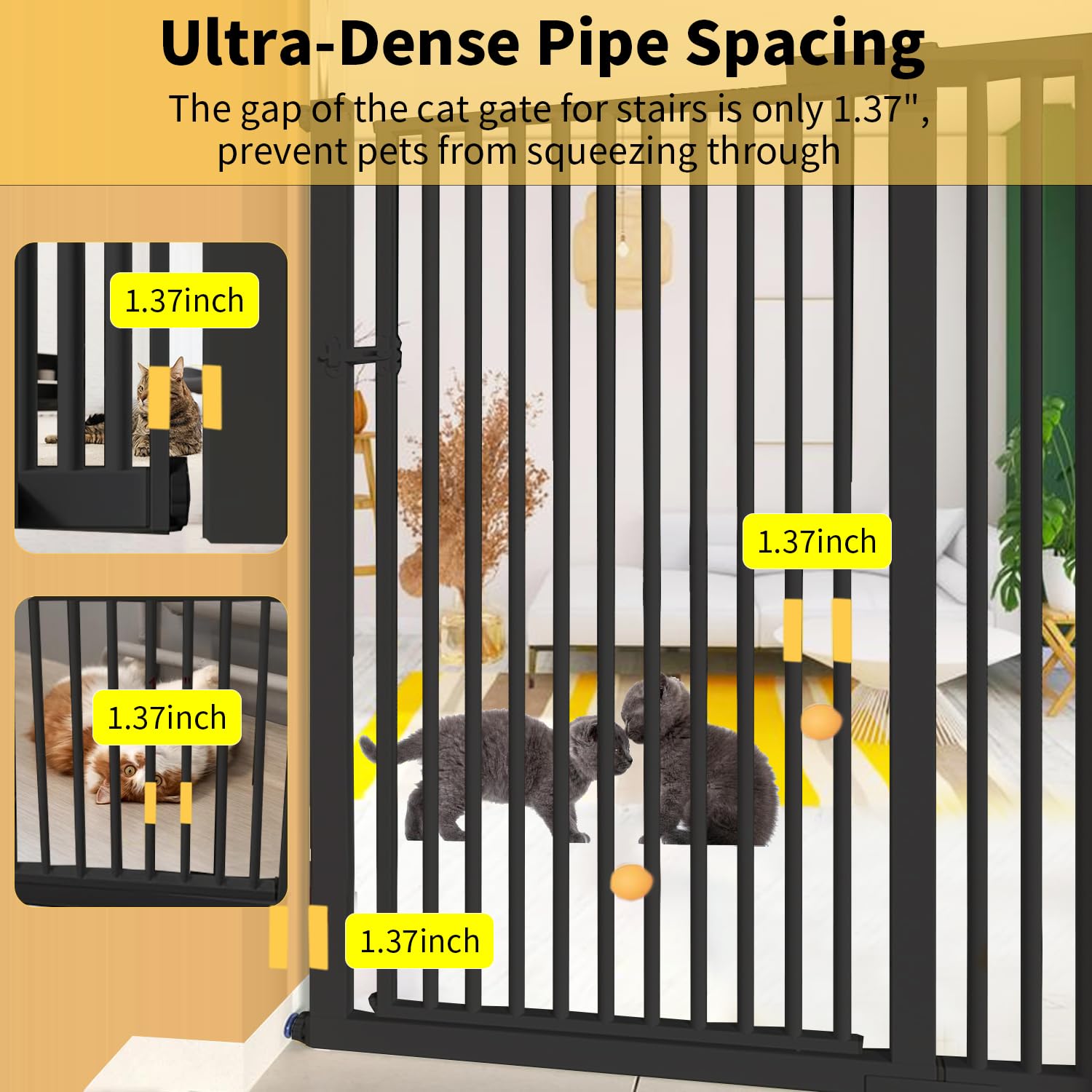 NexusSmash 55.1 inch Extra Tall Pet Gate Baby Gate, Extra Wide Adjustable 29.13''-45.62'', Pressure Mounted Walk Through Swing S